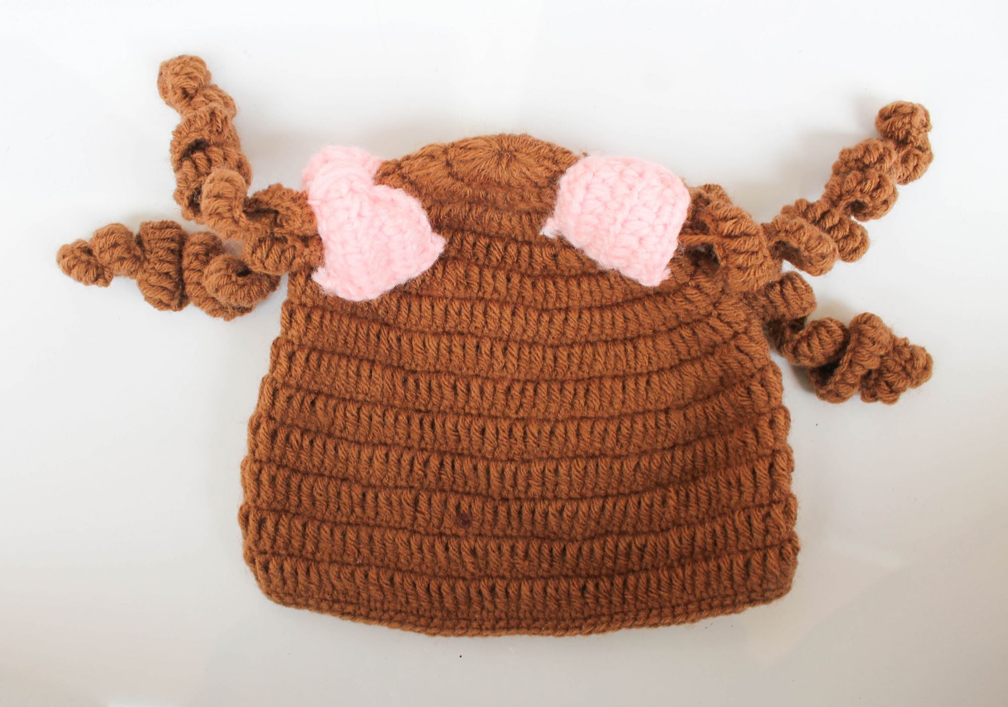 Brown Curly Hair Woolen Cap for Infants