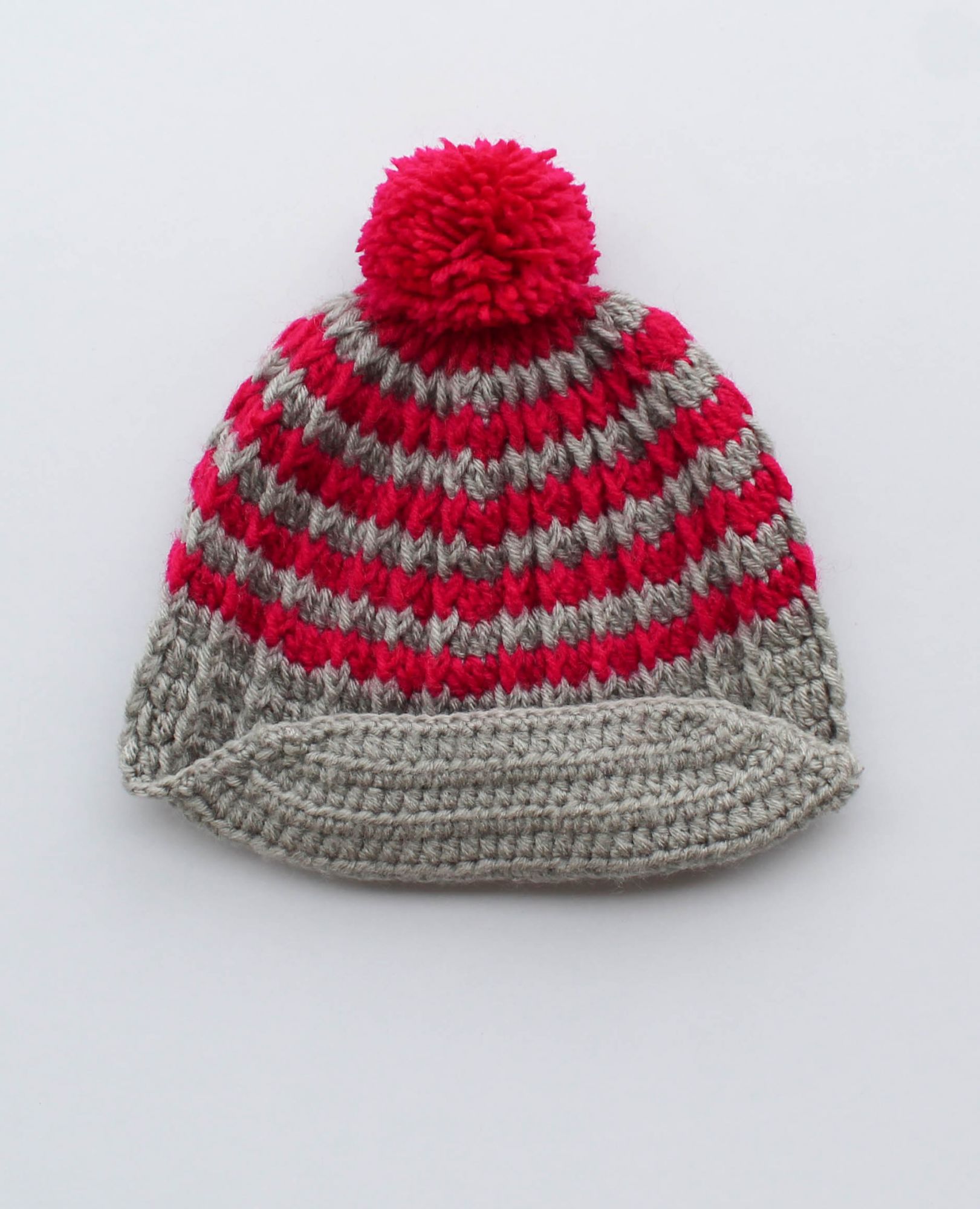 Grey and Pink Woolen Cap for Infants