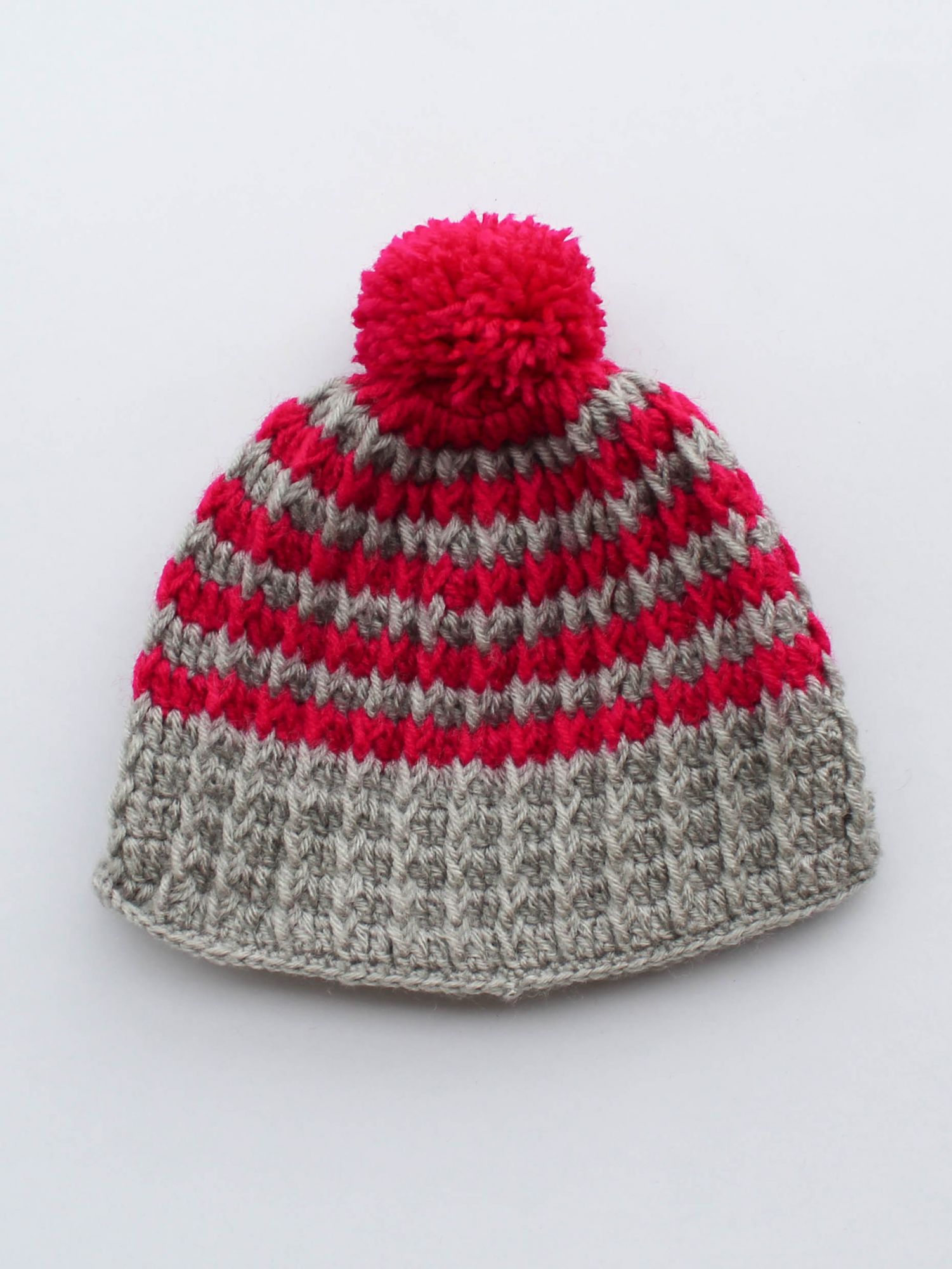 Grey and Pink Woolen Cap for Infants