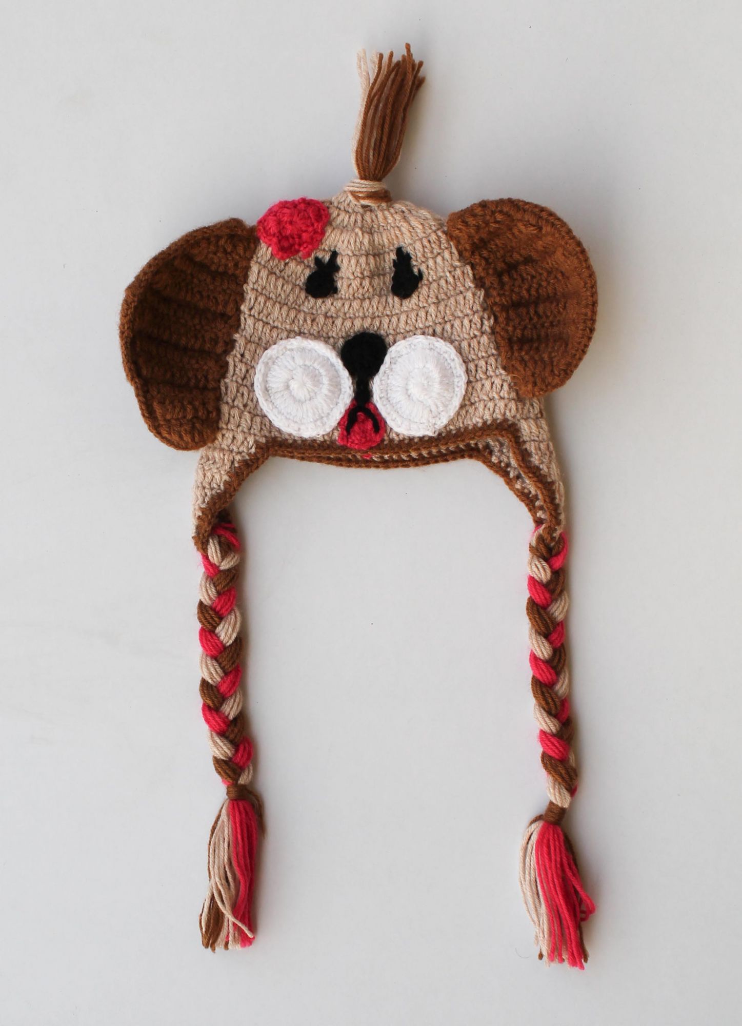 Brown Dog Woolen Cap for Infants