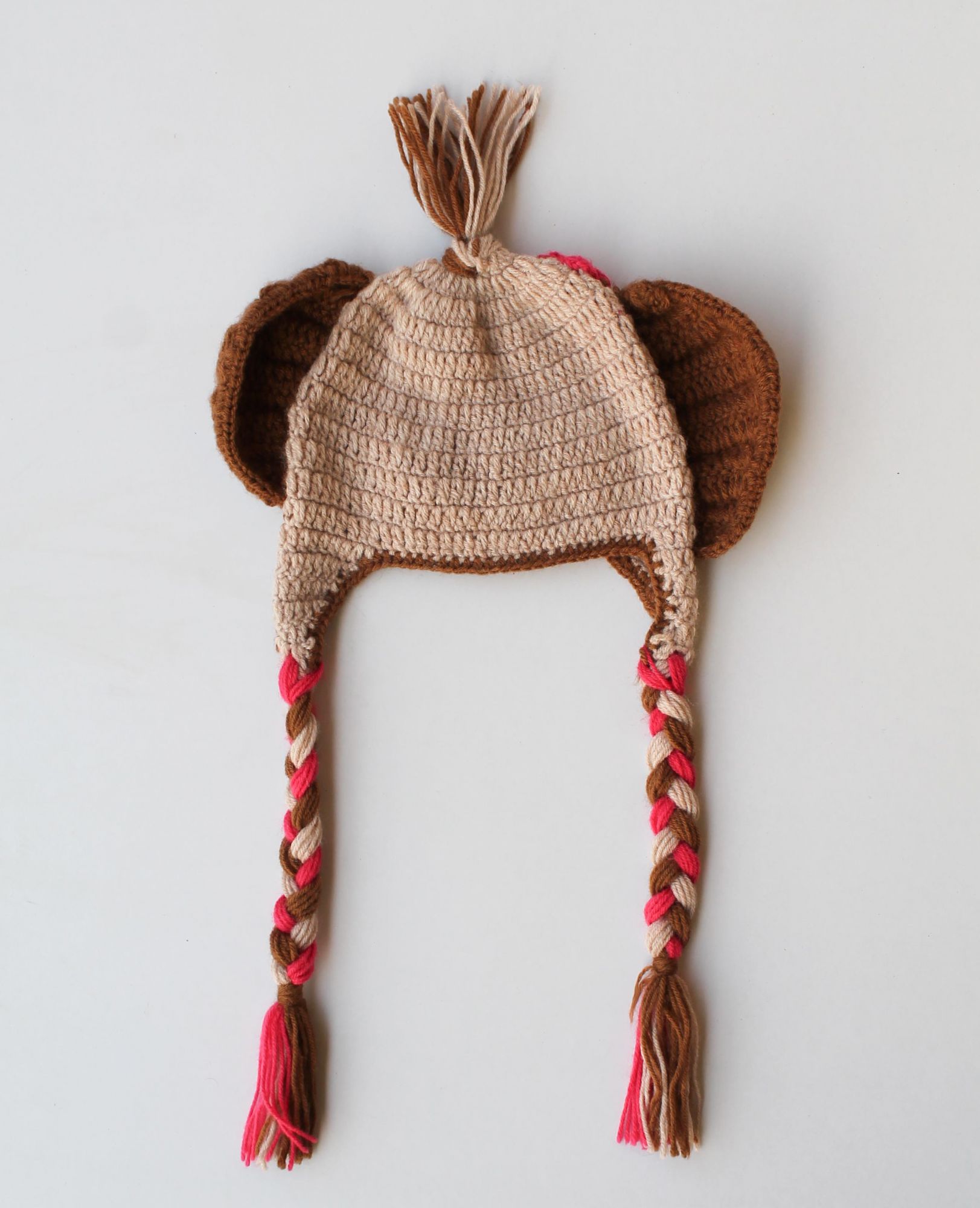 Brown Dog Woolen Cap for Infants