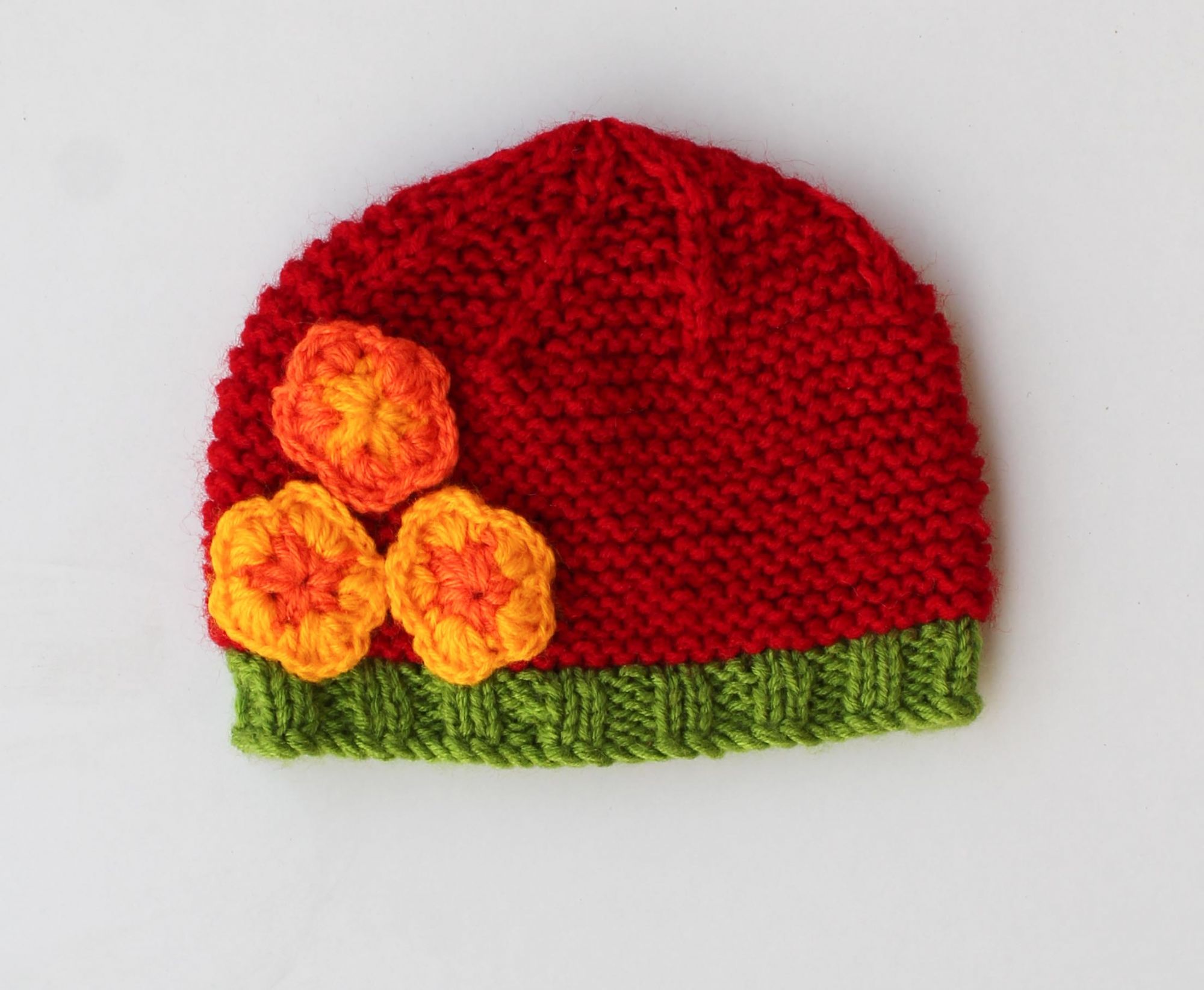Knitted Floral Woolen Cap for Infants