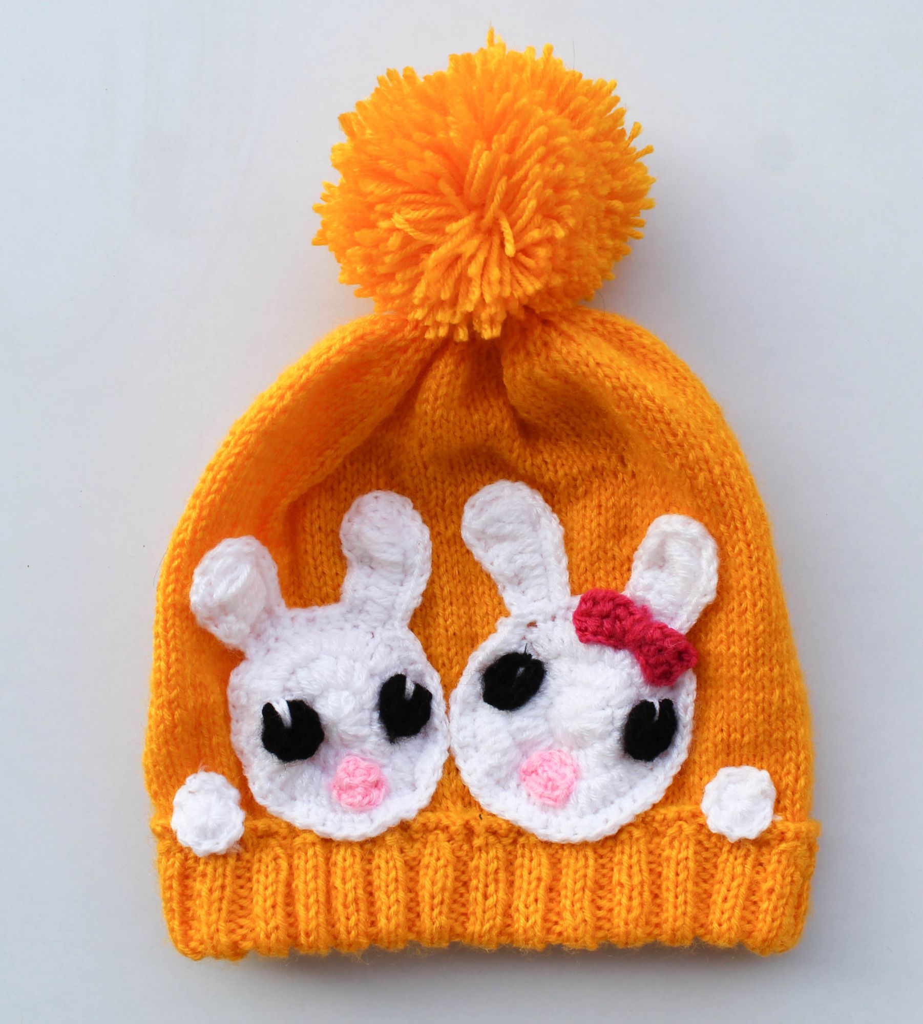 Yellow PomPom Woolen Cap for Infants