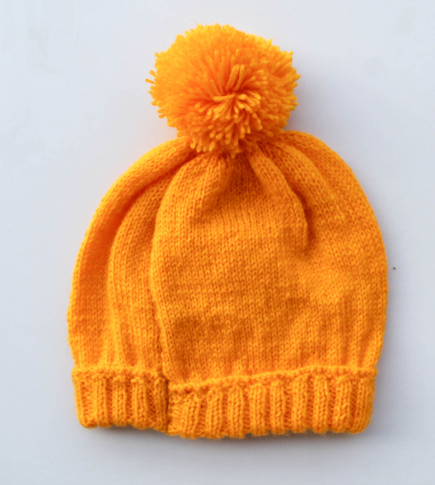 Yellow PomPom Woolen Cap for Infants1