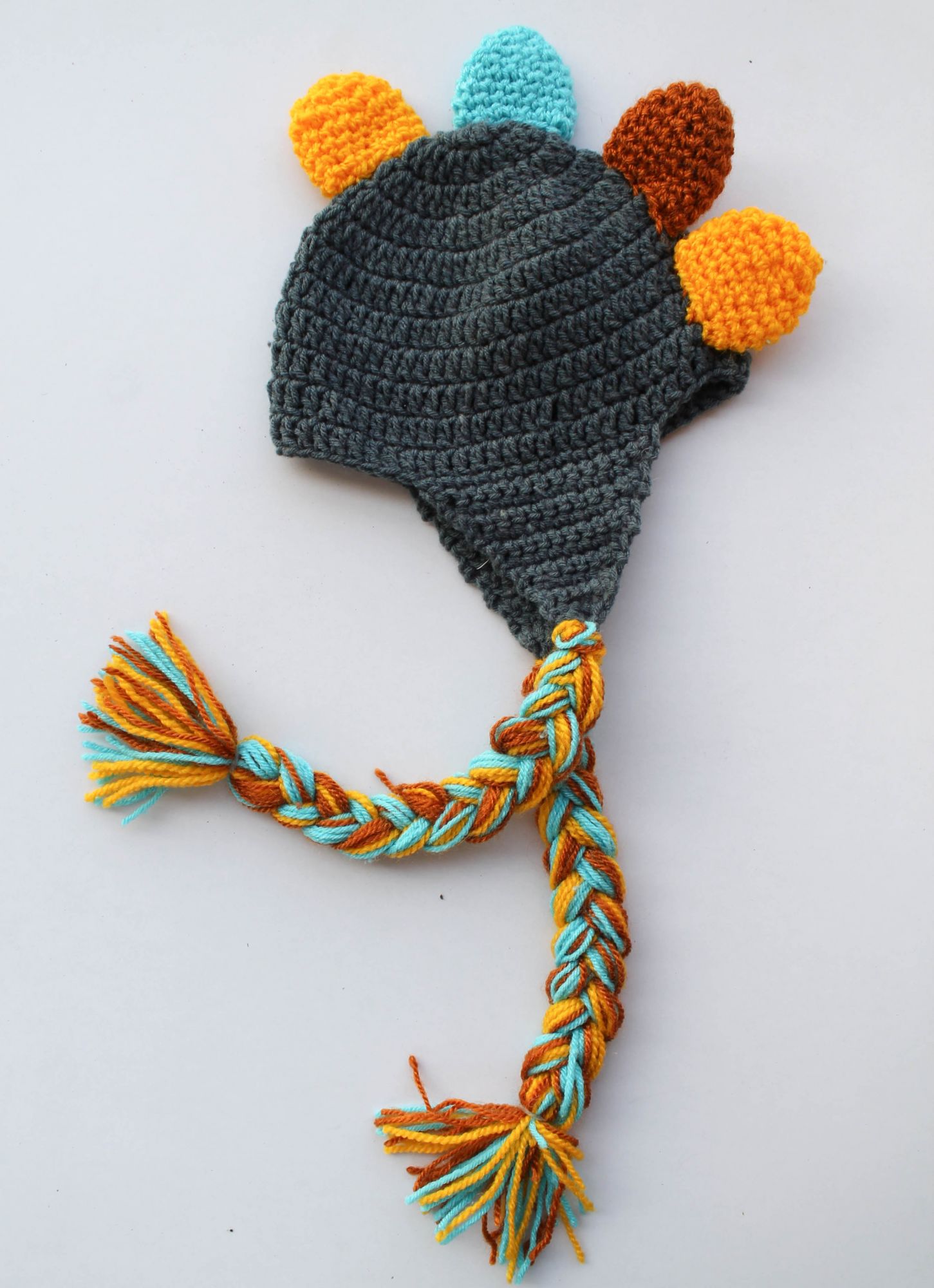Multicolored Dinasaur Woolen Cap for Infants