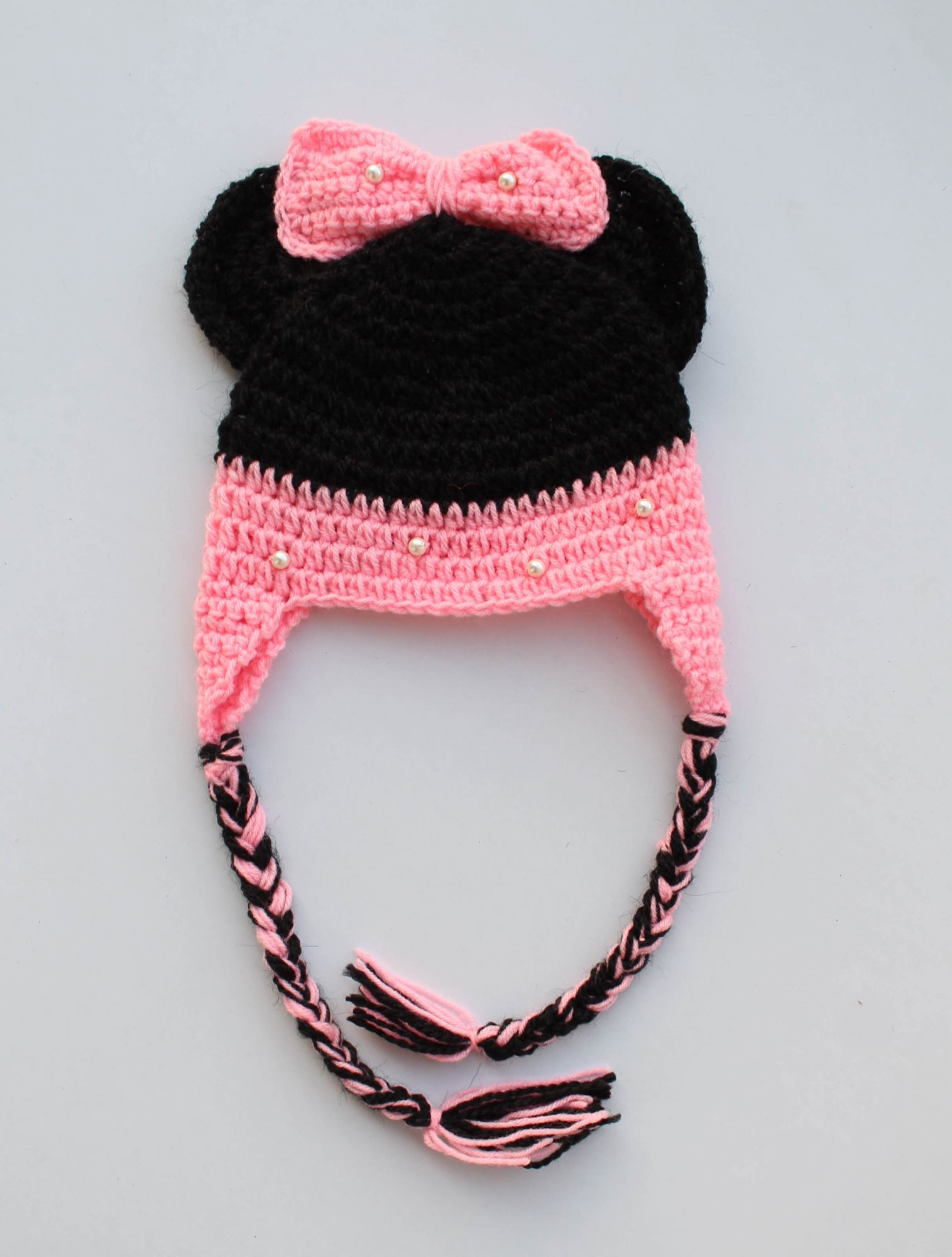 Black and Pink Woolen Cap for Infants
