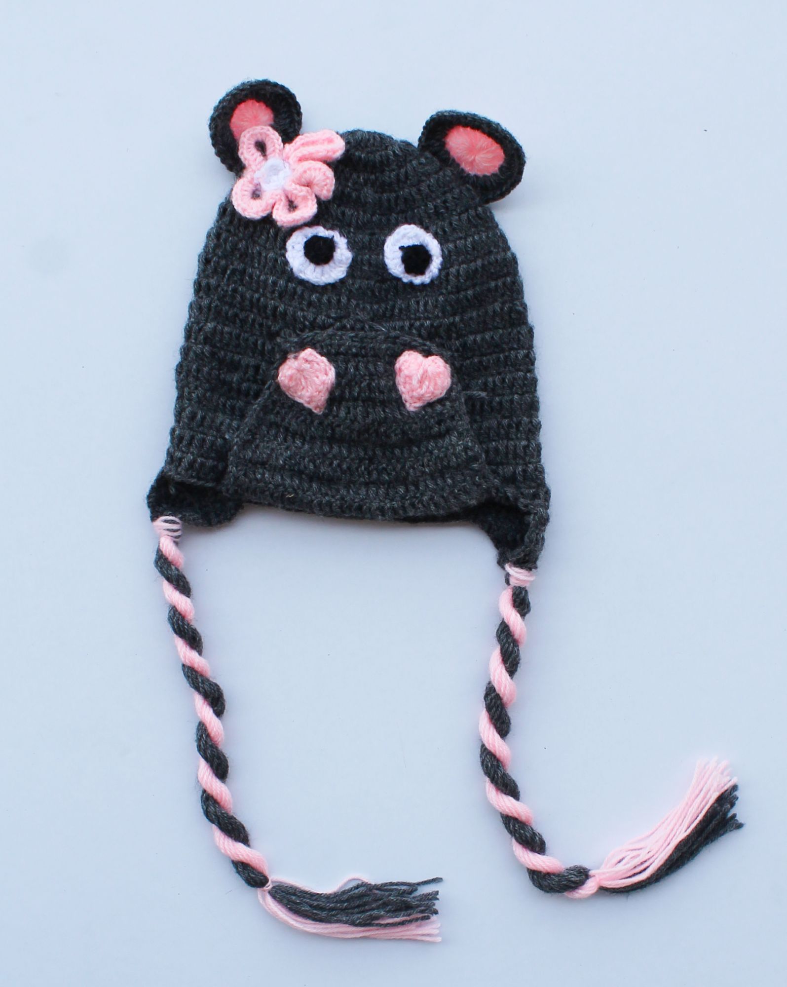 Woonie Handmade Animal Face Patch Cap - Grey