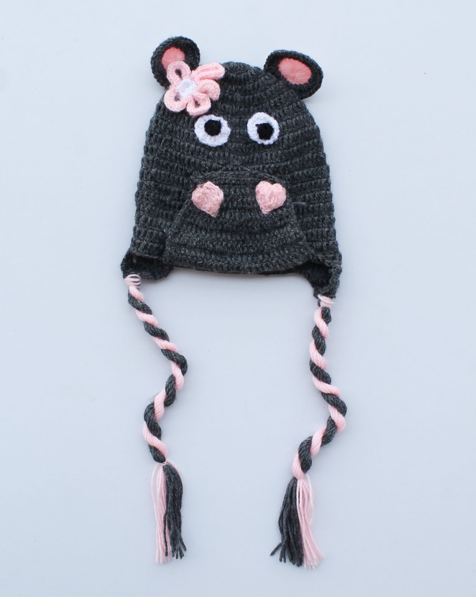 Woonie Handmade Animal Face Patch Cap - Grey