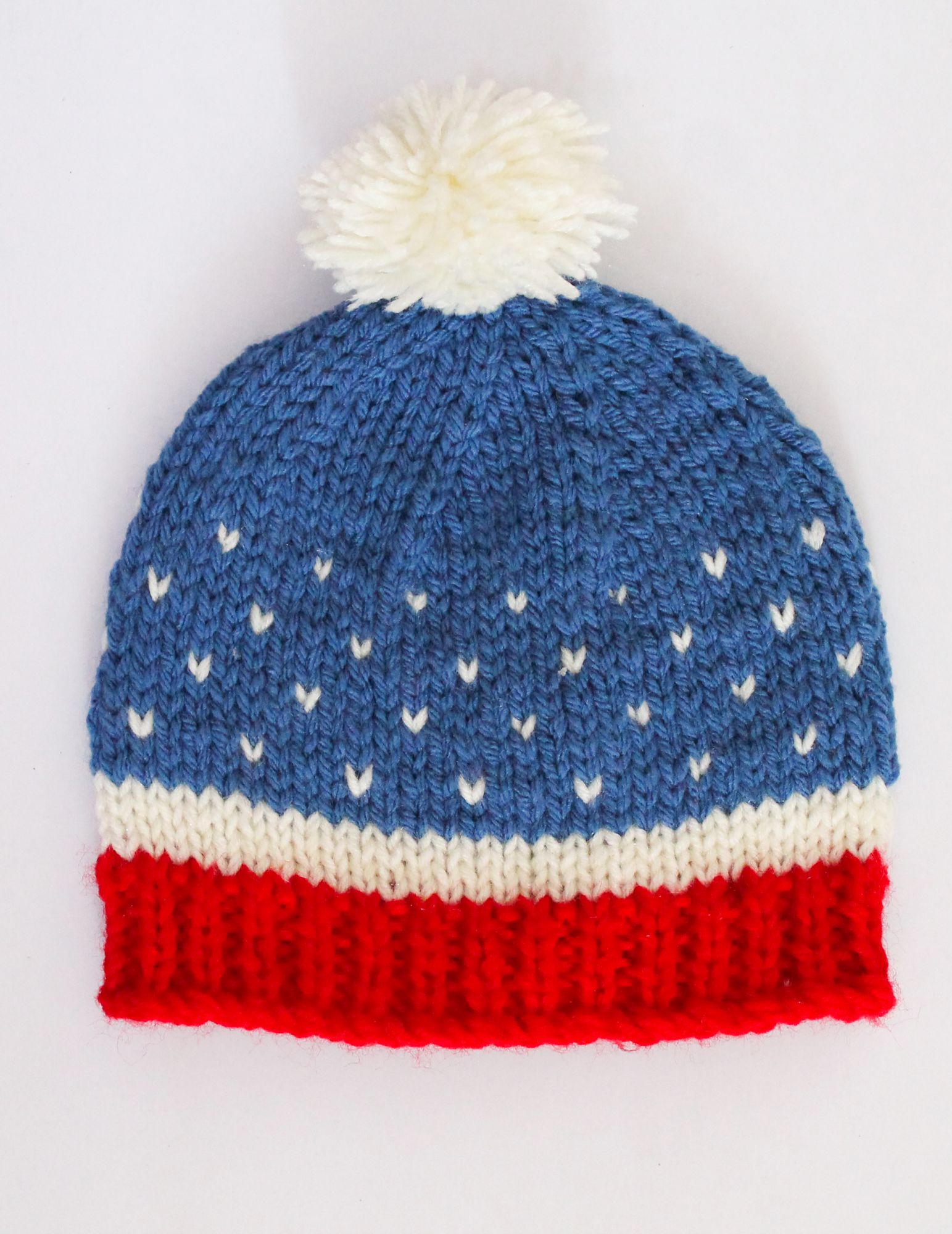 Woonie Handmade Embroidery Pom Pom Cap - Blue