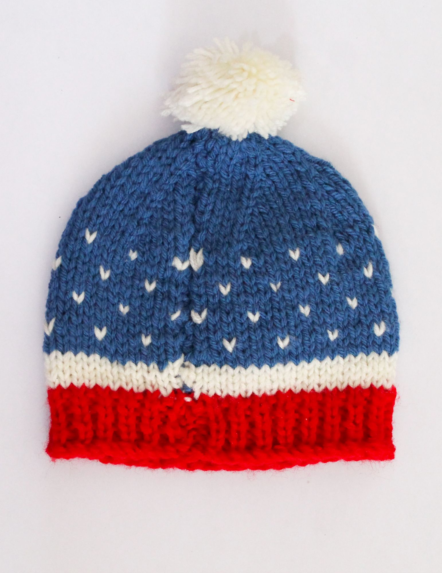 Woonie Handmade Embroidery Pom Pom Cap - Blue