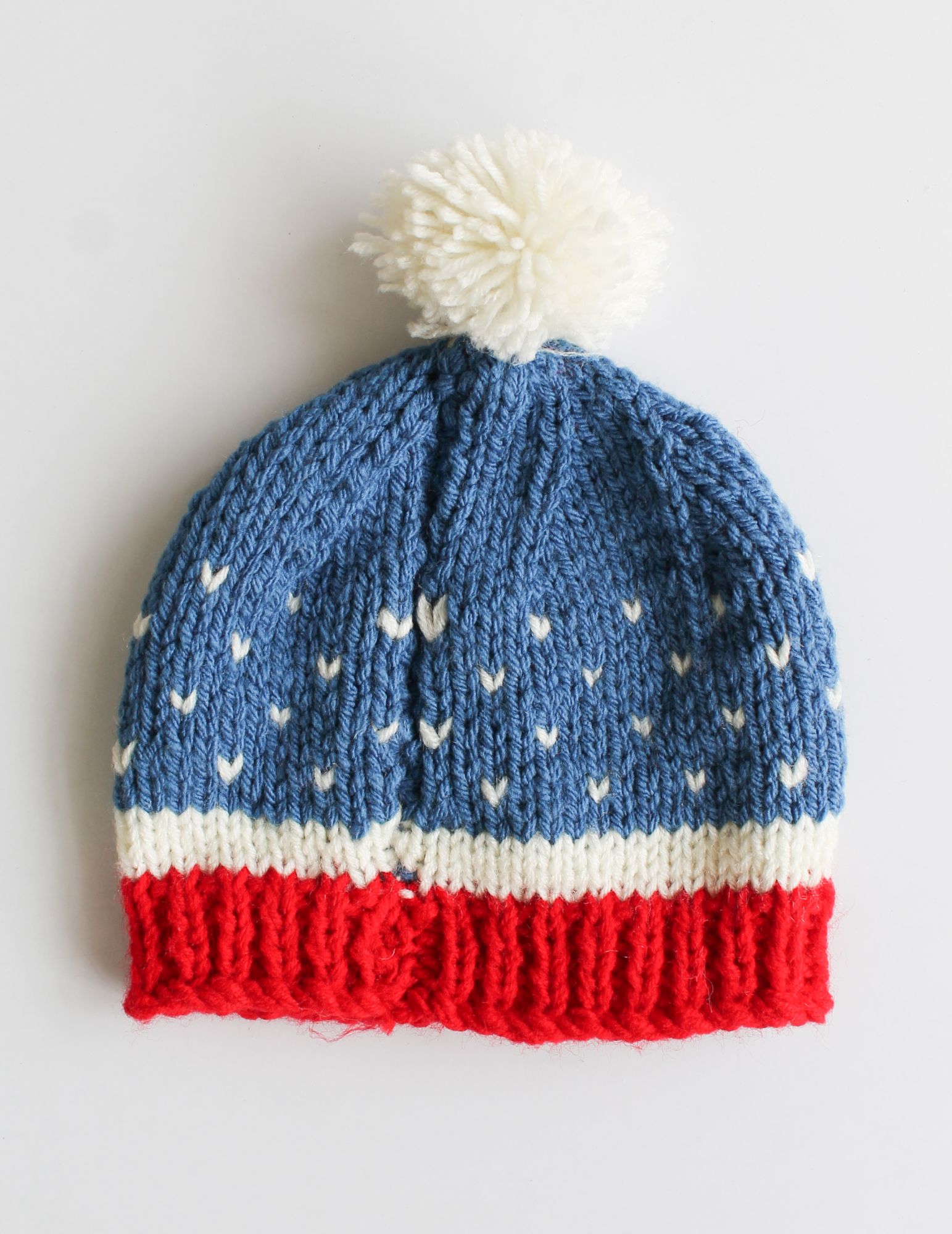 Woonie Handmade Embroidery Pom Pom Cap - Blue