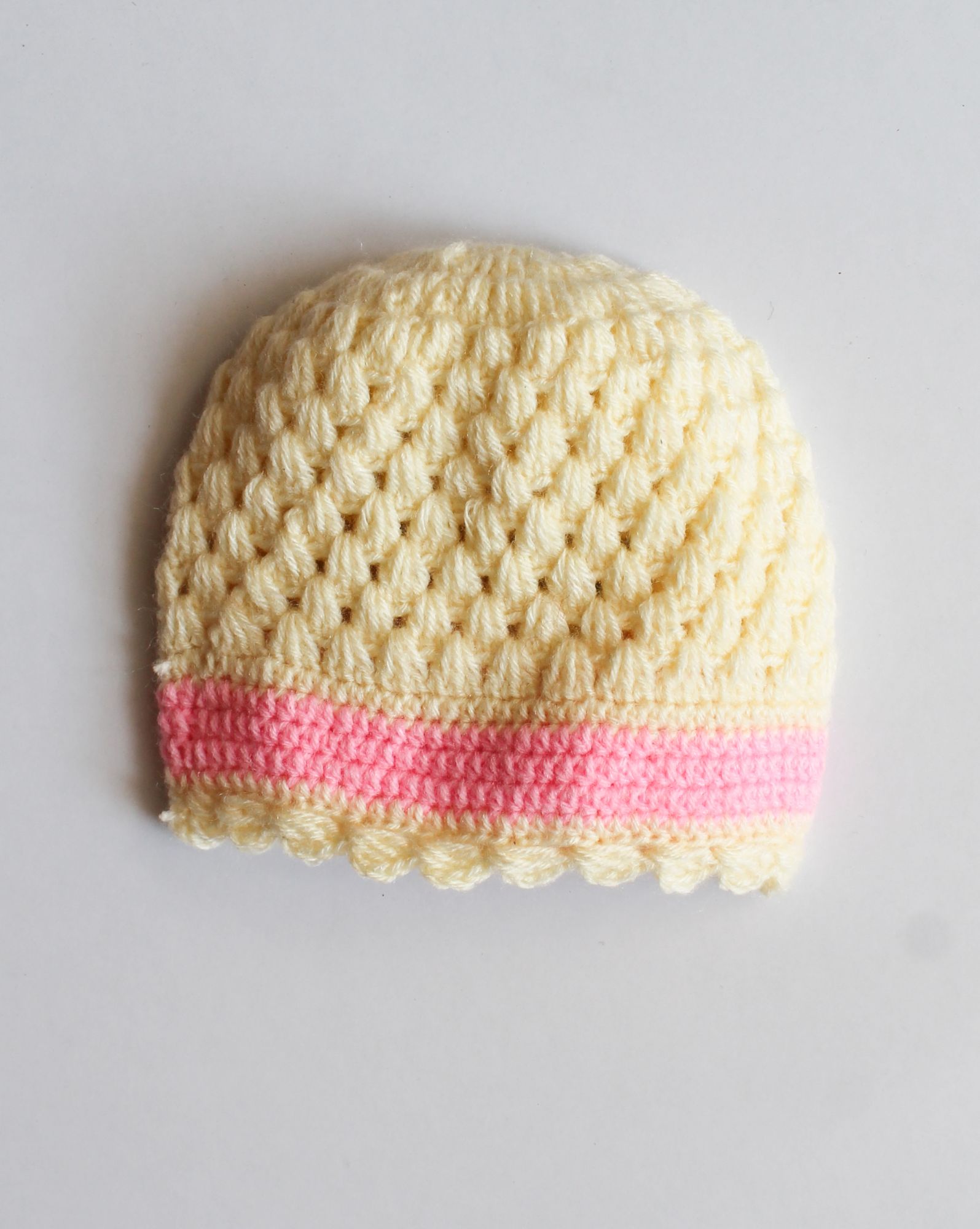 Woonie Handmade Flower Design Cap - Cream
