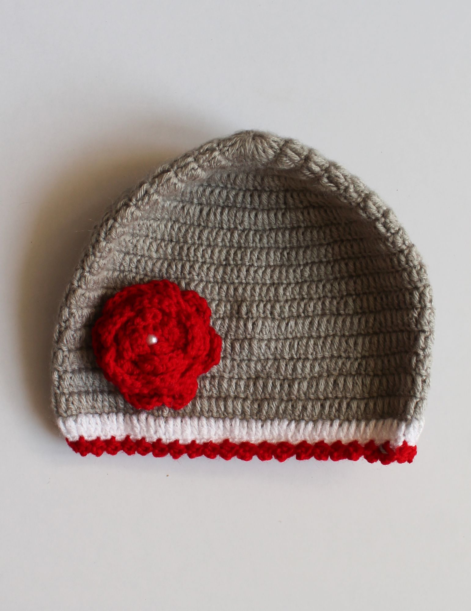 Woonie Handmade Flower Design Cap - Grey