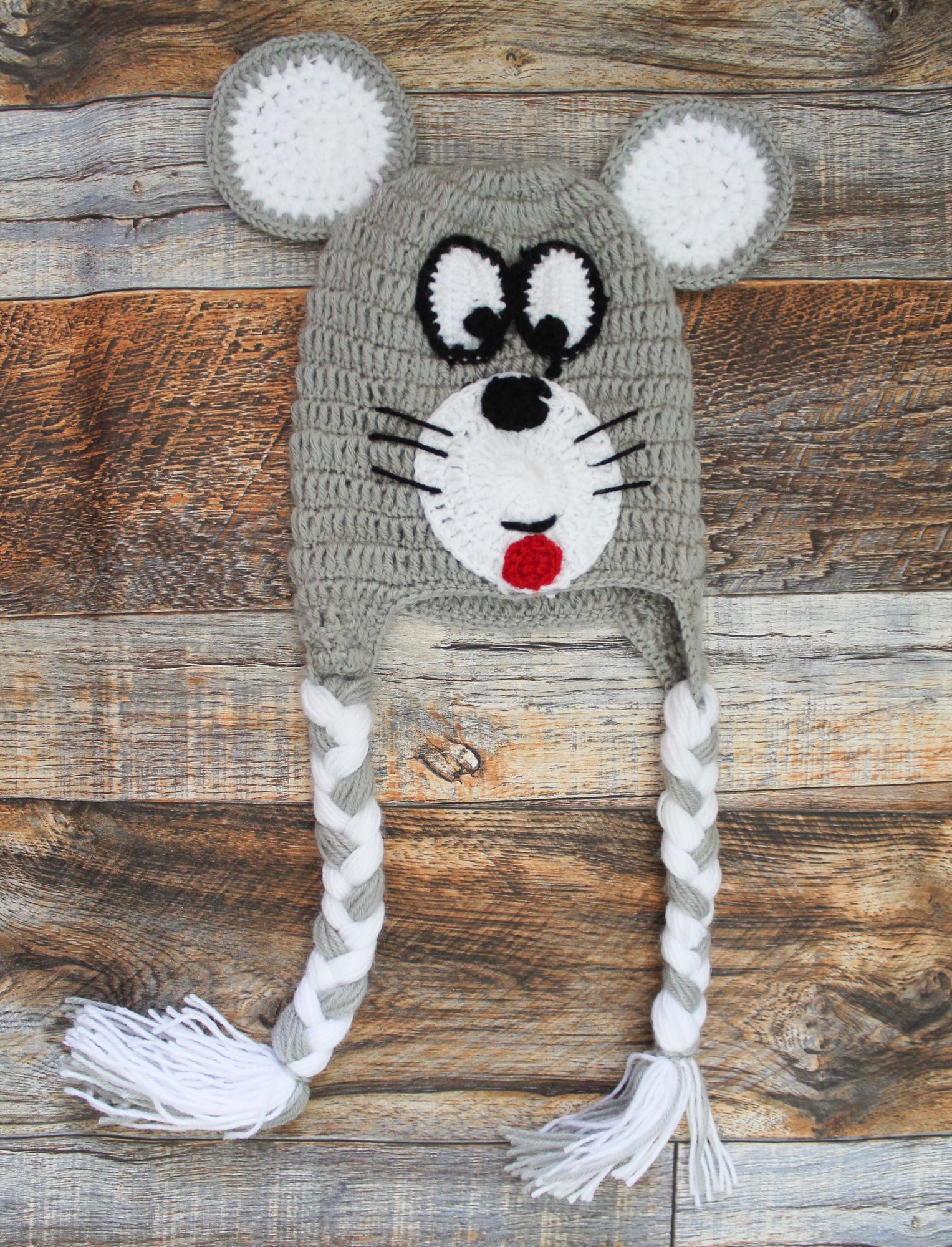 Woonie Handmade Kitty Face Patch Cap - Grey