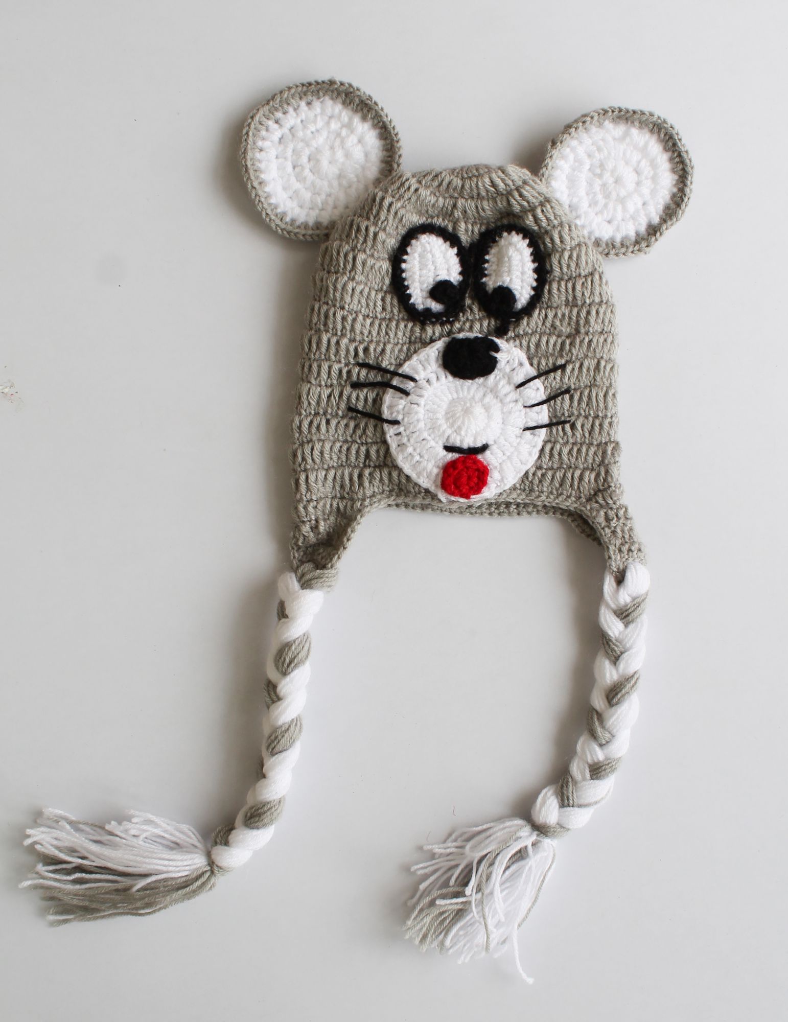 Woonie Handmade Kitty Face Patch Cap - Grey