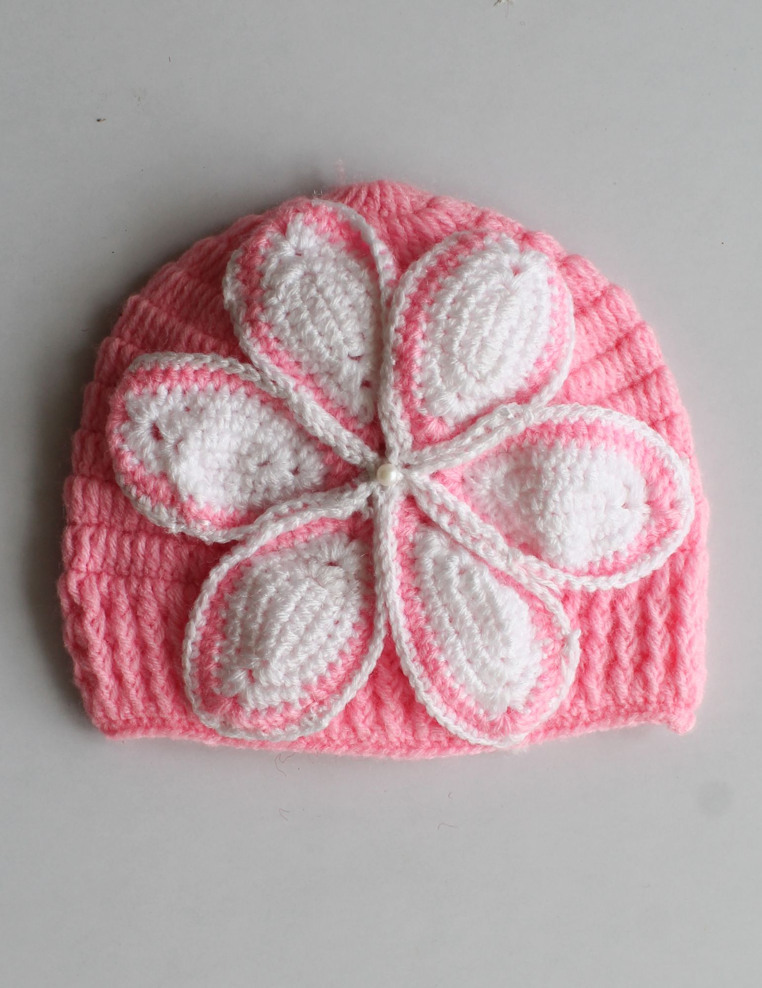 Woonie Handmade Flower Design Cap - Pink