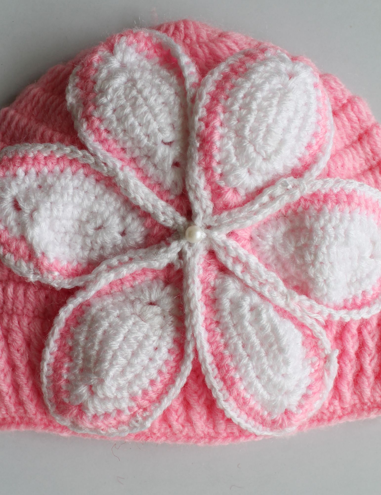Woonie Handmade Flower Design Cap - Pink