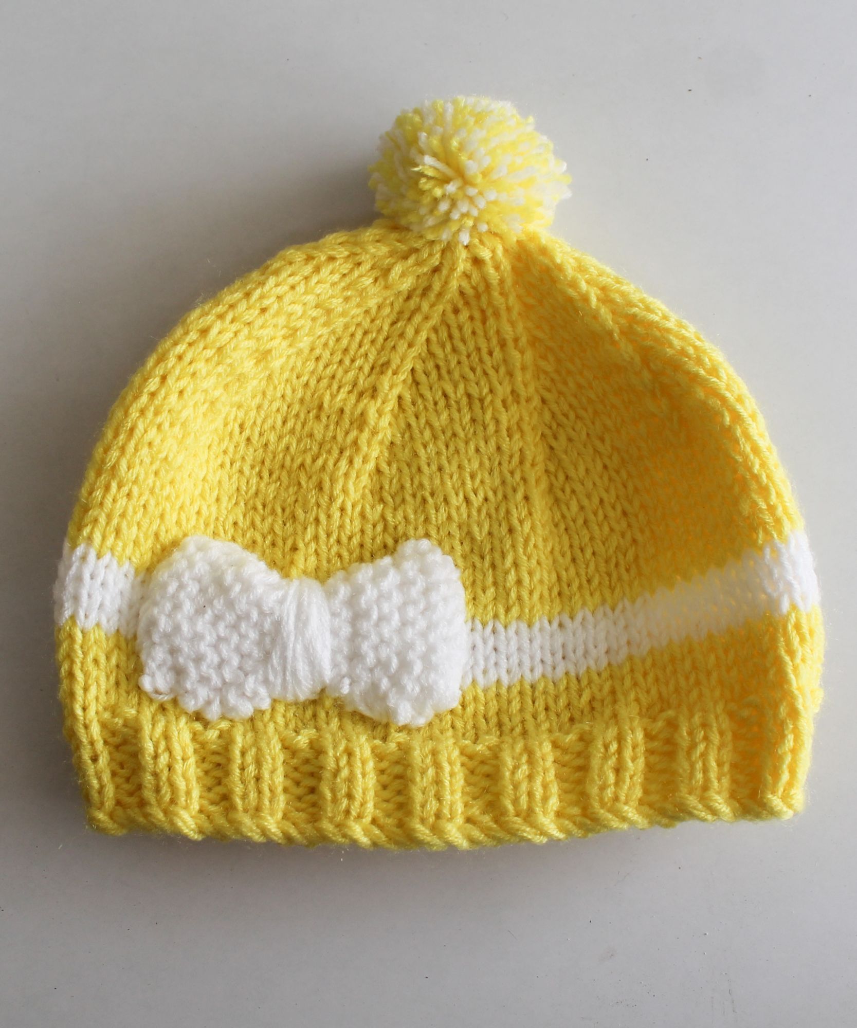 Woonie Bow Detailing Handmade Cap - Yellow
