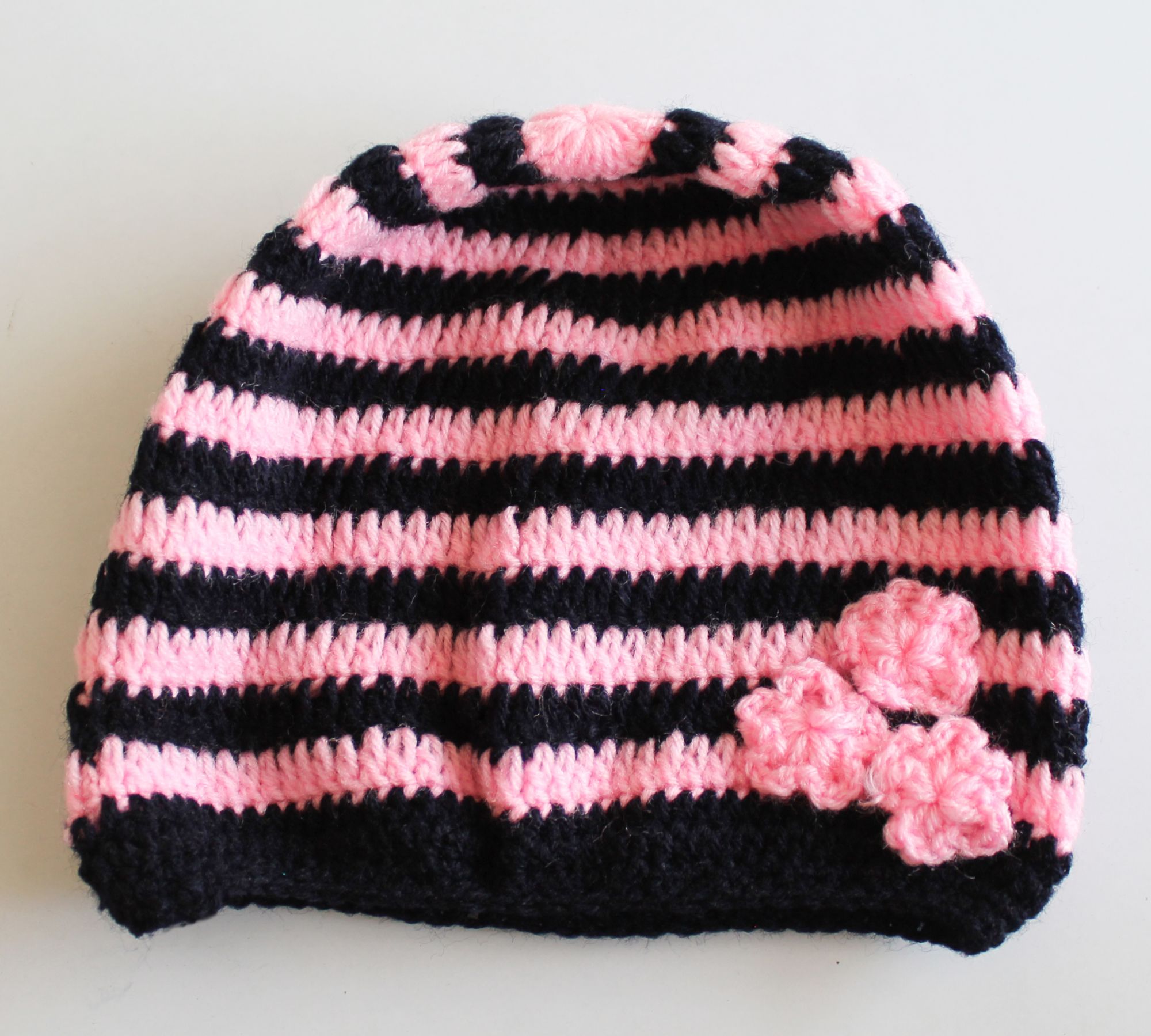 Woonie Striped Handmade Cap - Pink & Black
