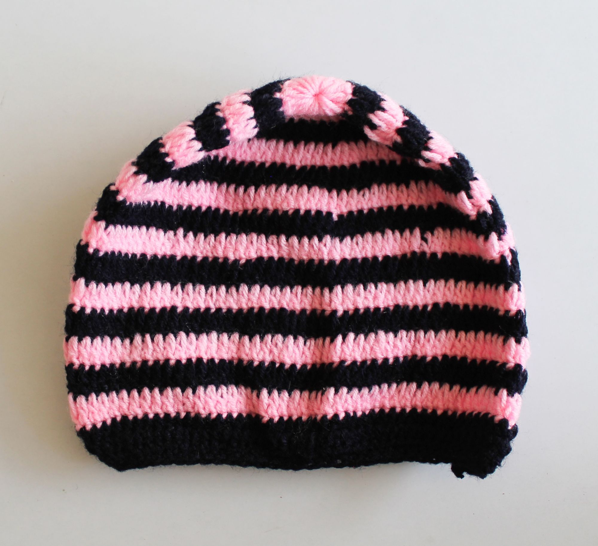 Woonie Striped Handmade Cap - Pink & Black