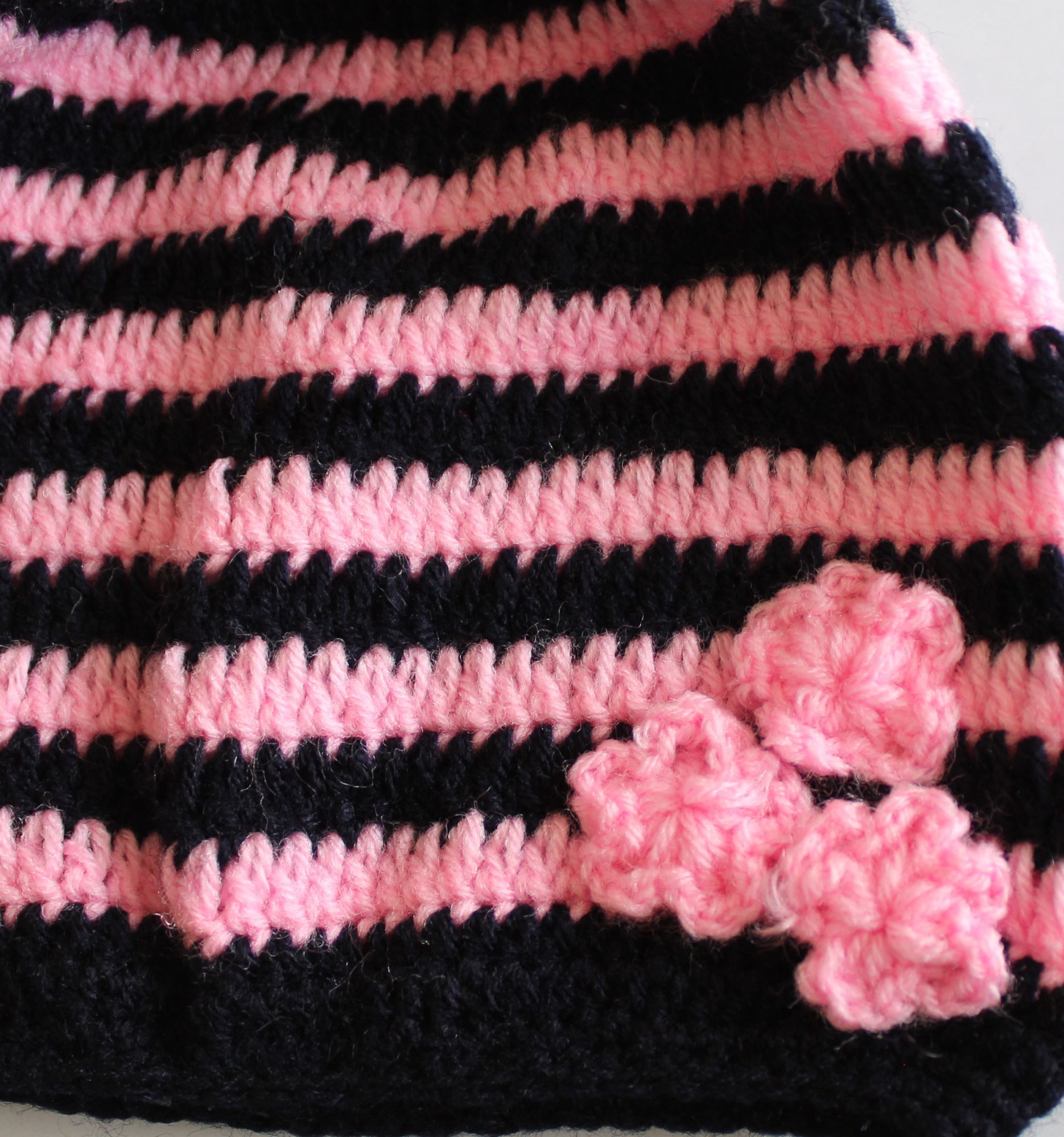 Woonie Striped Handmade Cap - Pink & Black