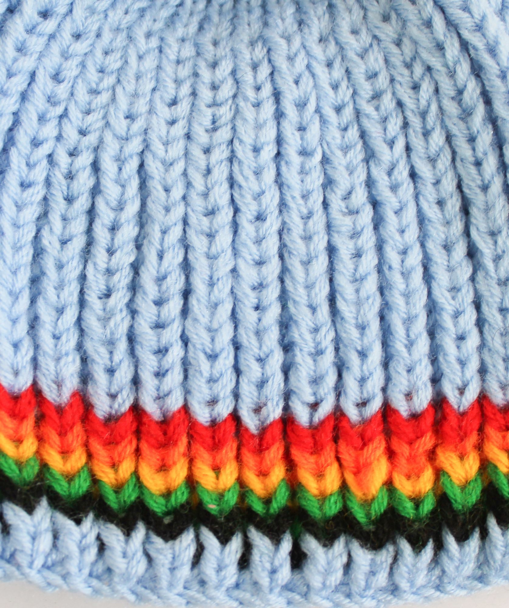 Woonie Colourful Pom Pom Detailing Handmade Cap - Light Blue
