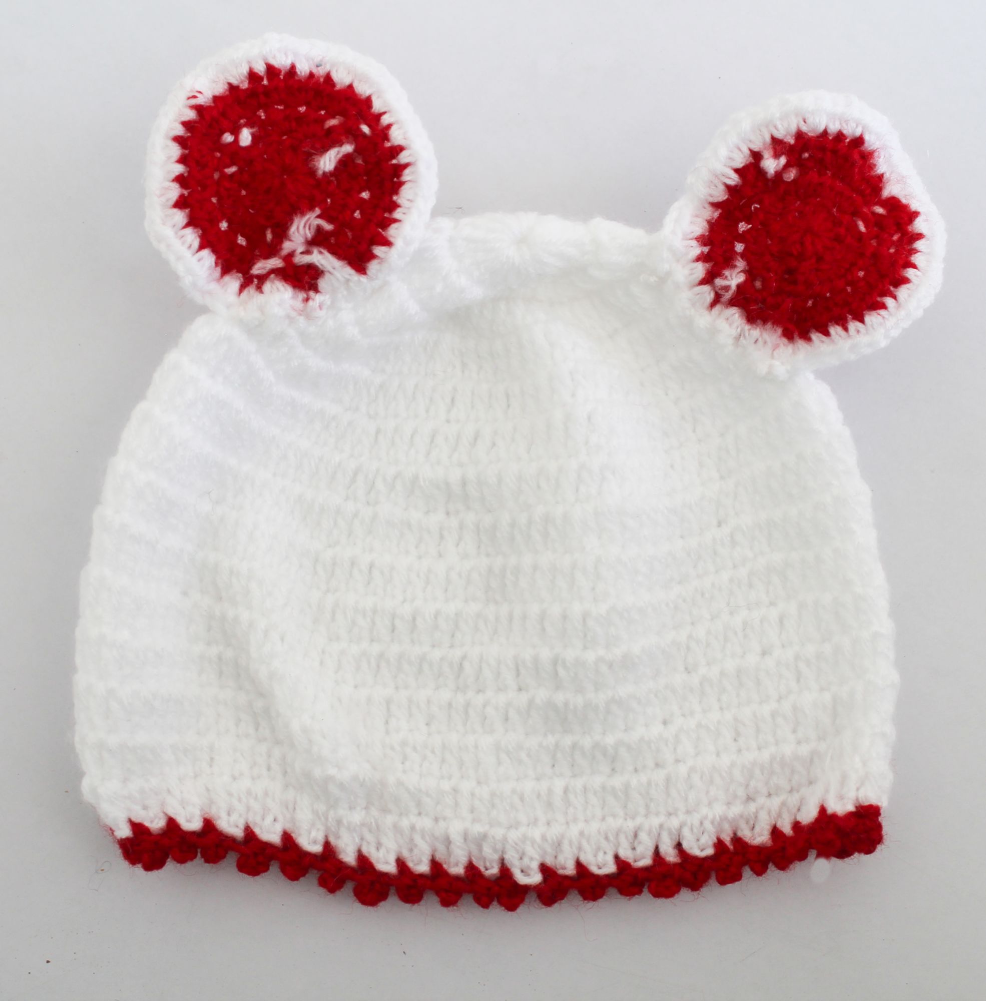 Woonie Handmade Ear Applique Cap - White