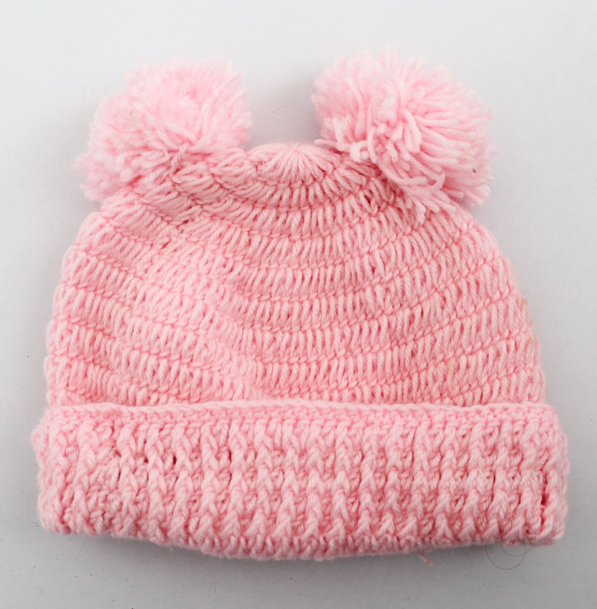 Woonie Handmade Pom Pom Detailing Solid Cap - Pink