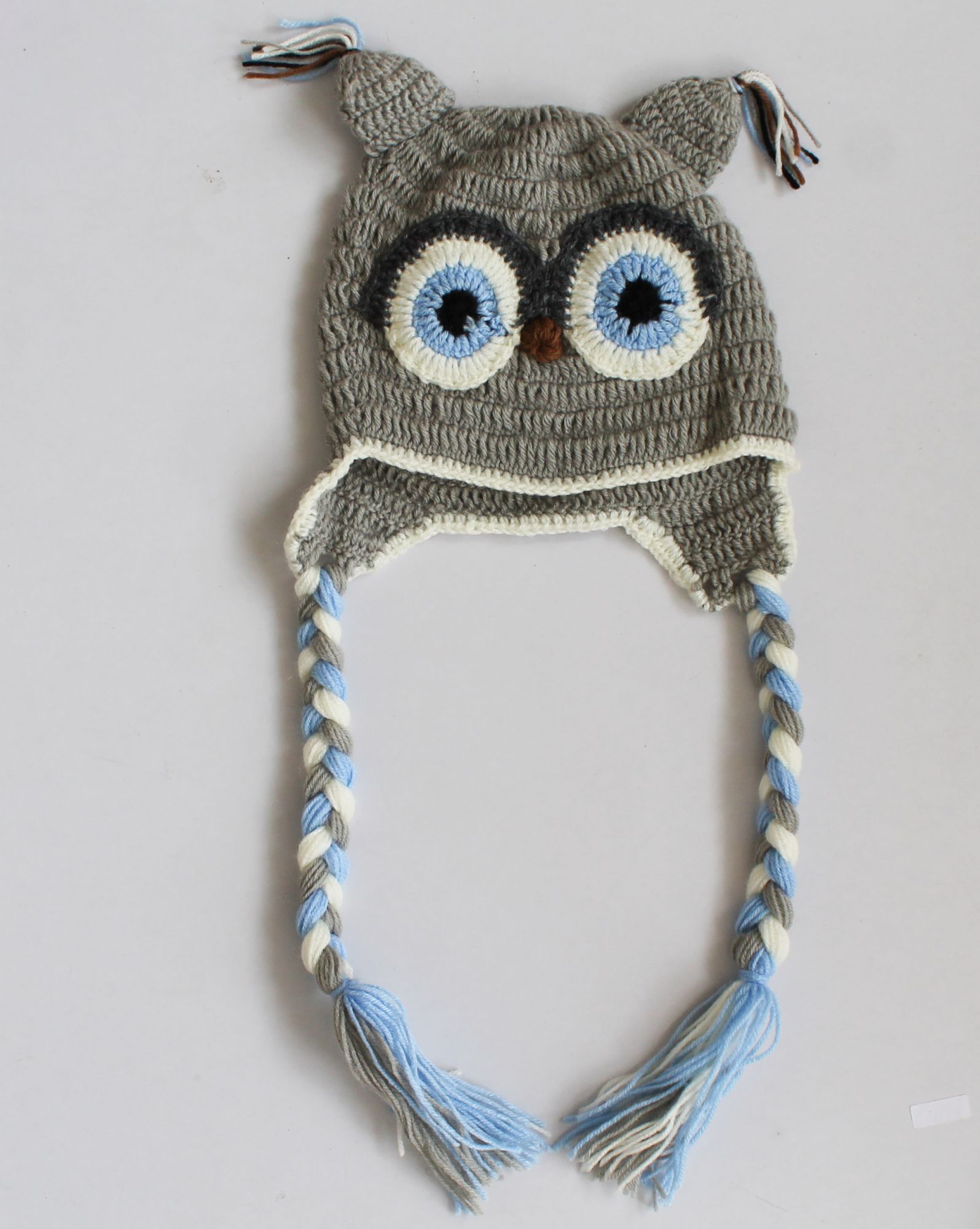 Woonie Handmade Owl Design Cap - Grey