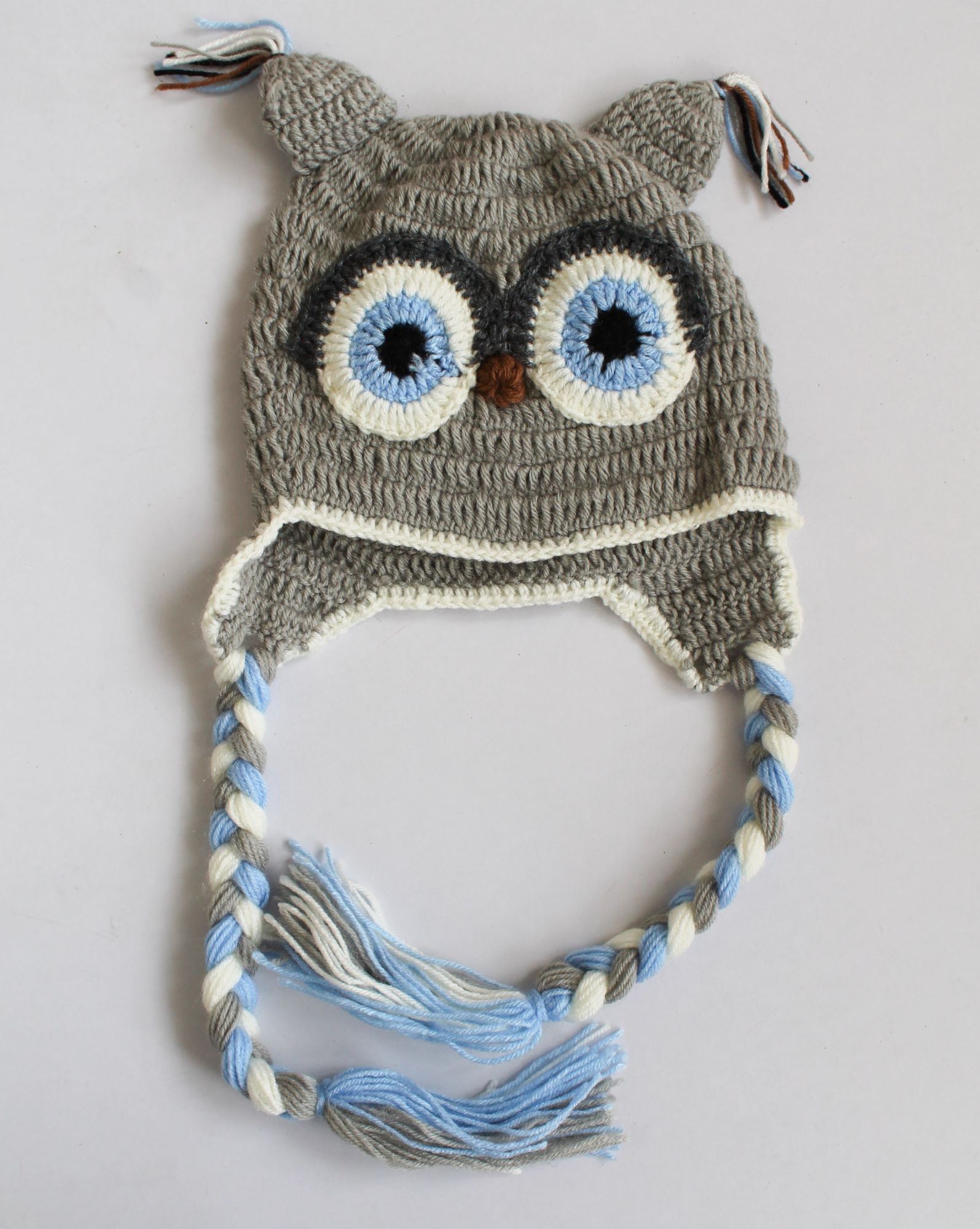 Woonie Handmade Owl Design Cap - Grey