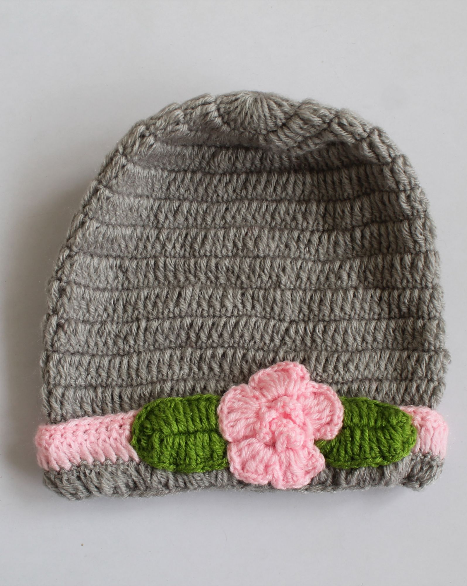 Woonie Handmade Floral Design Cap - Grey