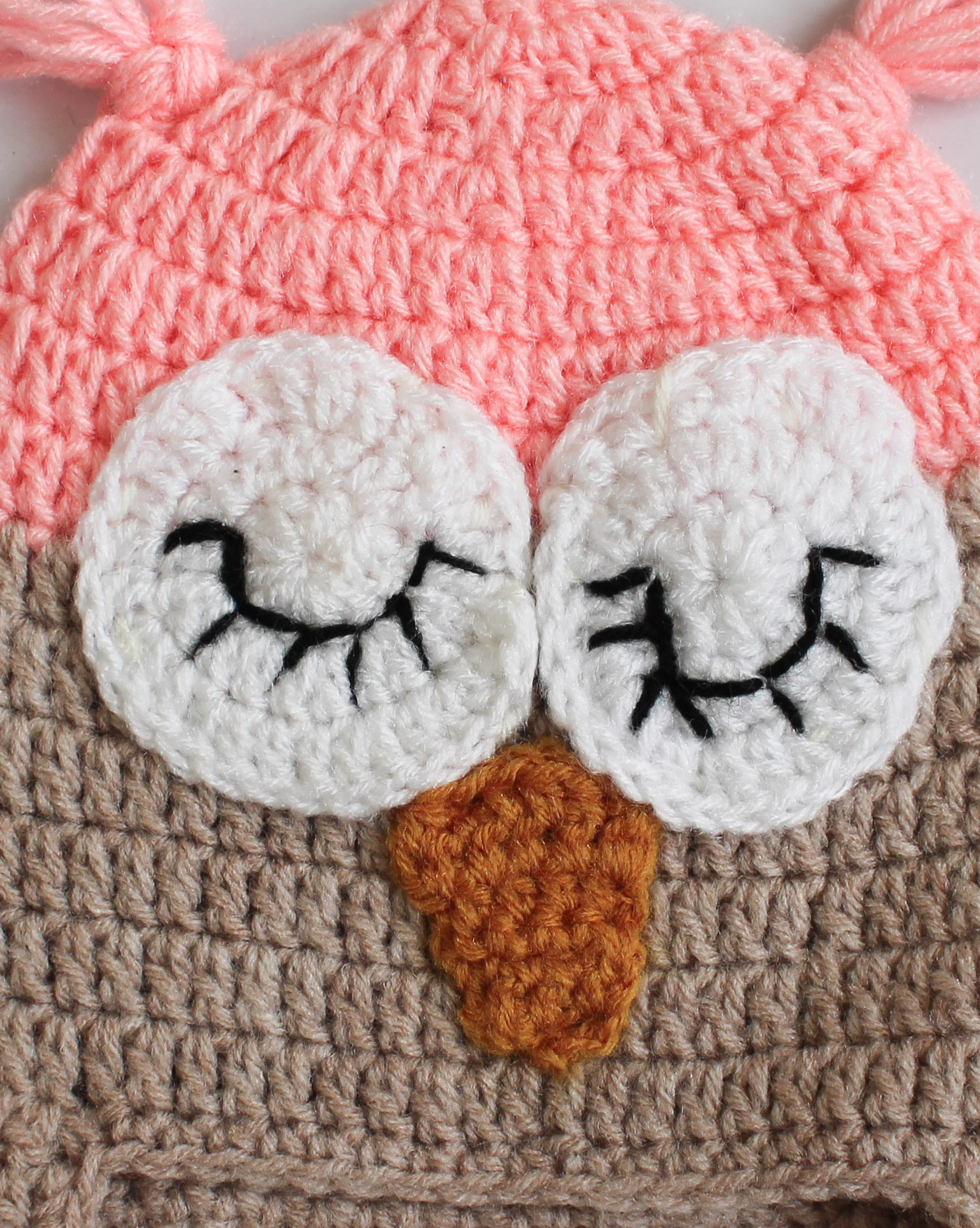 Woonie Handmade Owl Design Cap - Pink