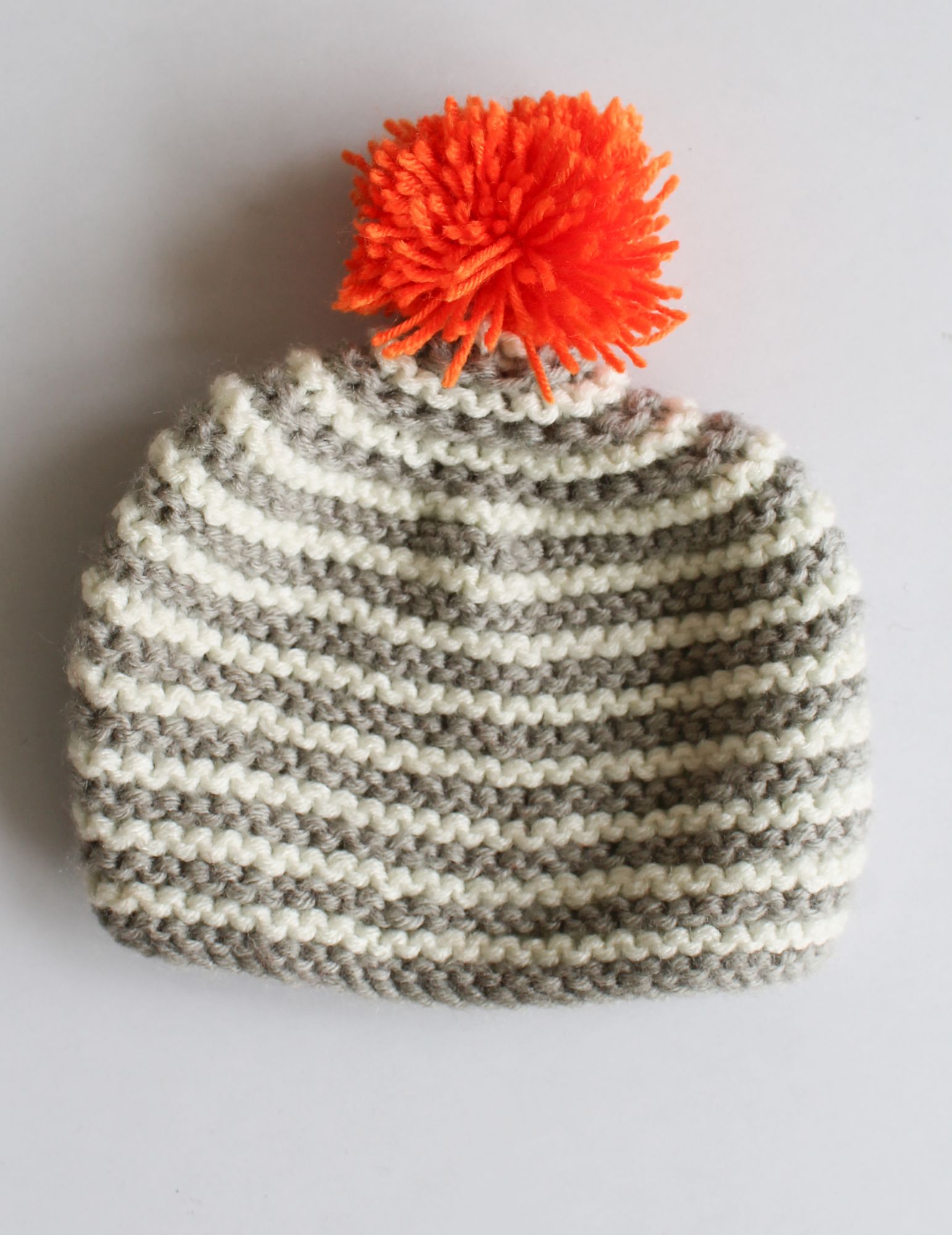 Woonie Pack Of 2 Striped & Pom Pom Detailing Cap - Cream & Grey
