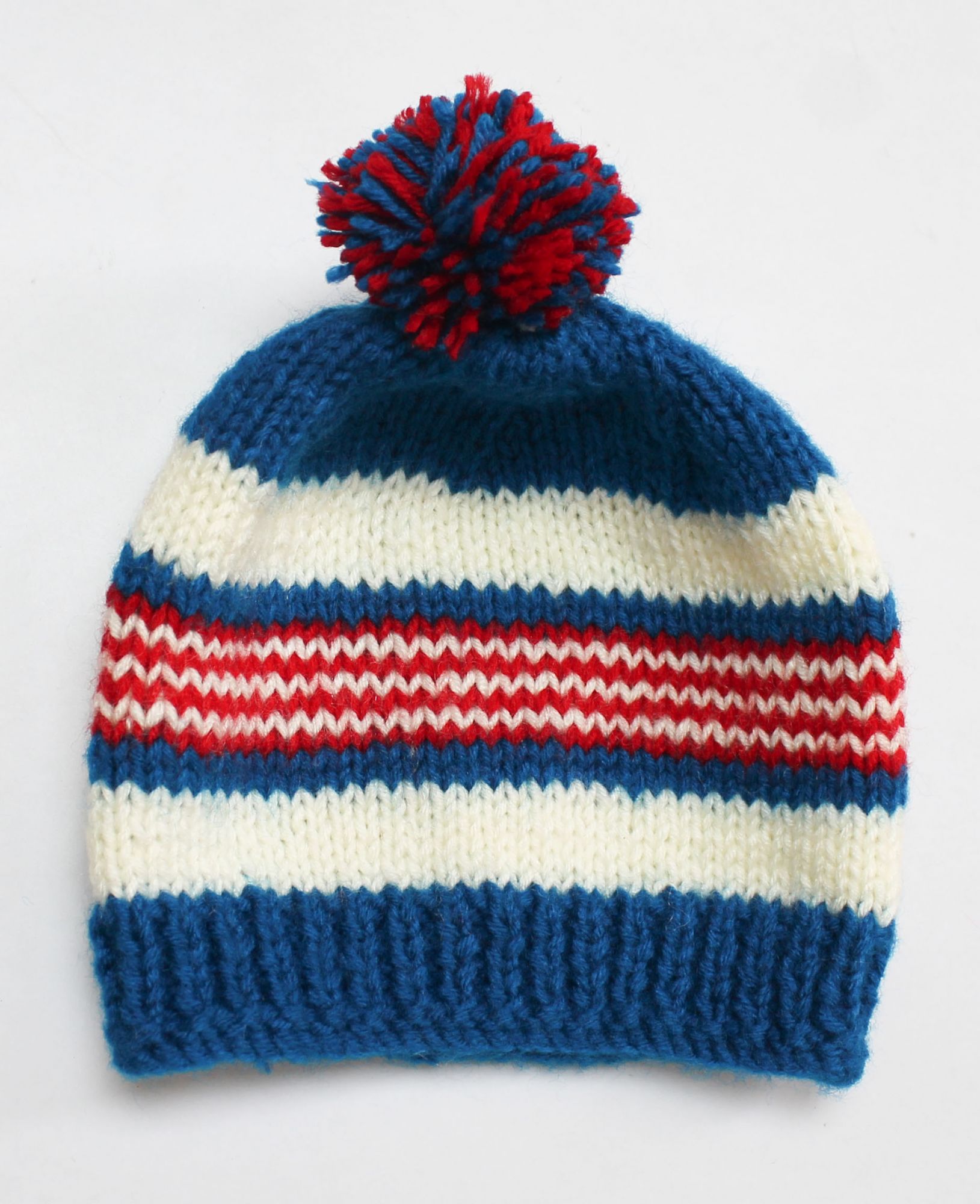 Woonie Striped Handmade Cap - Blue