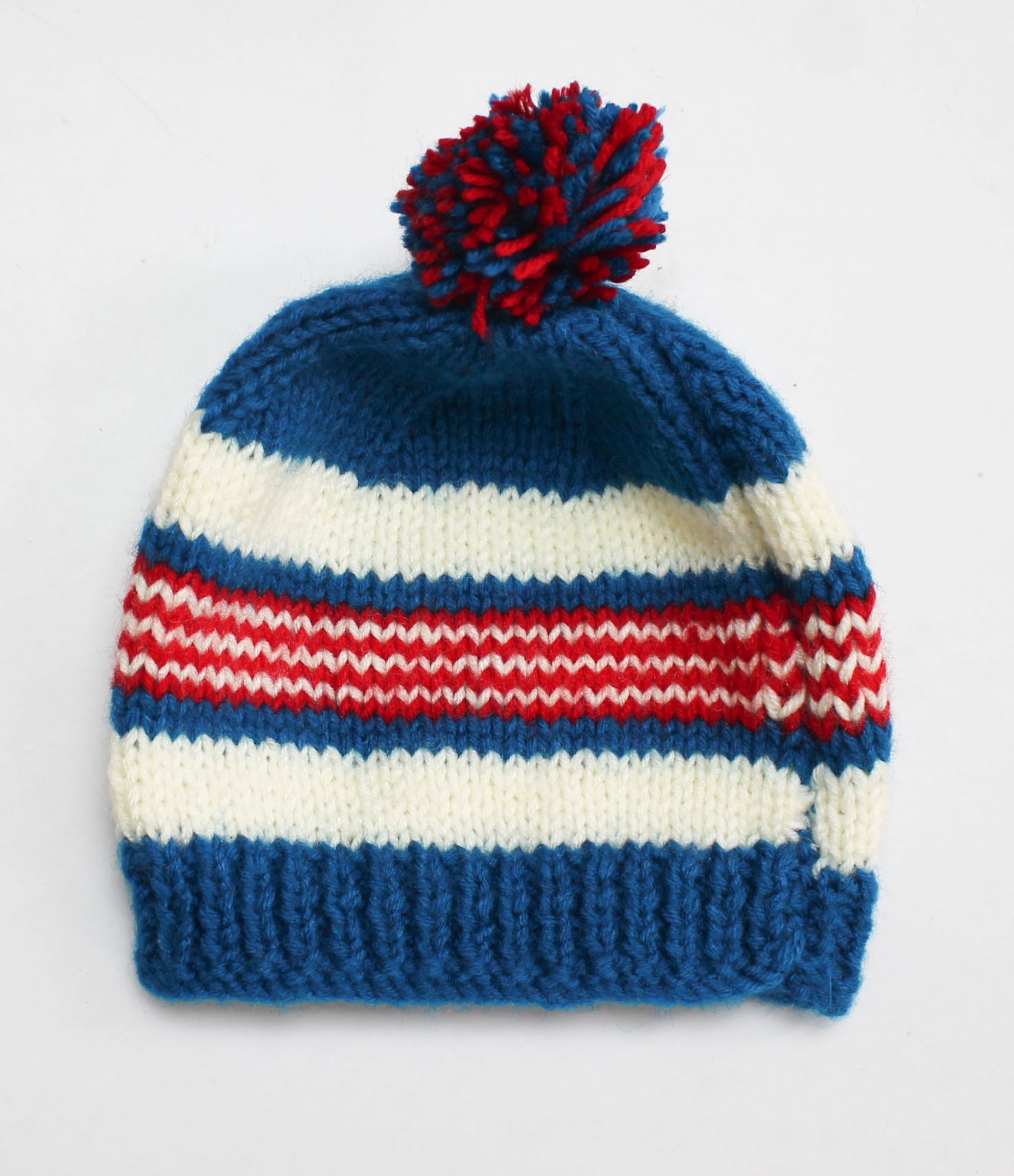 Woonie Striped Handmade Cap - Blue