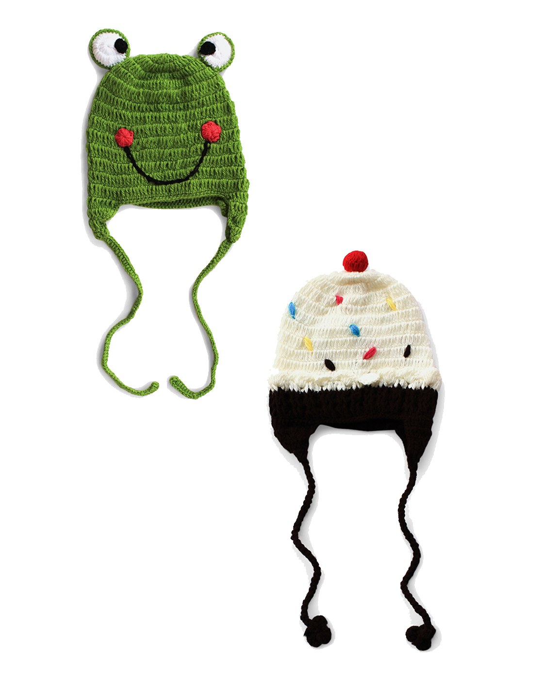 Woonie Pack Of 2 Froggy & Ice Cream Theme Cap - Green & Off White