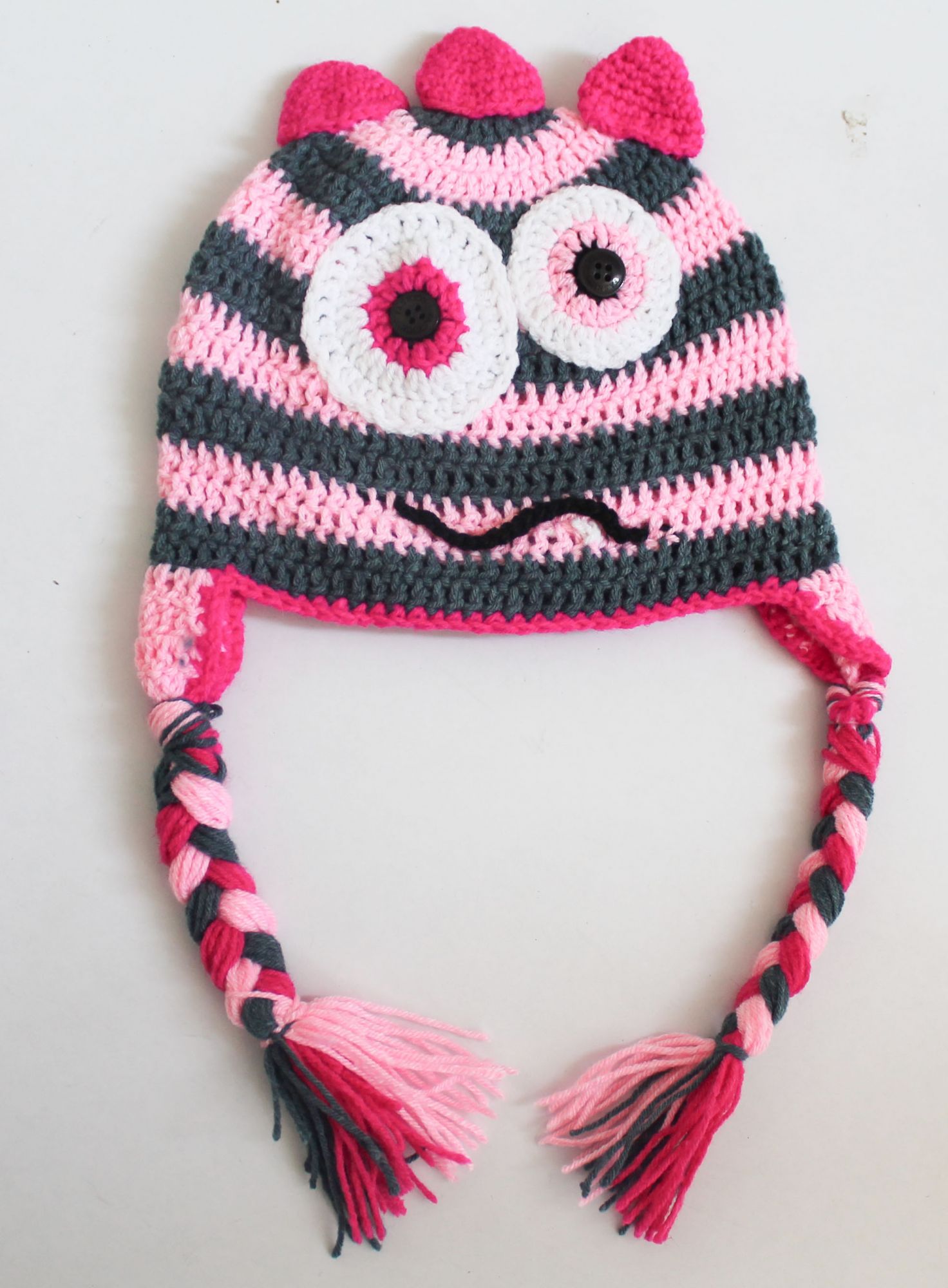 Woonie Handmade Striped Cap - Pink