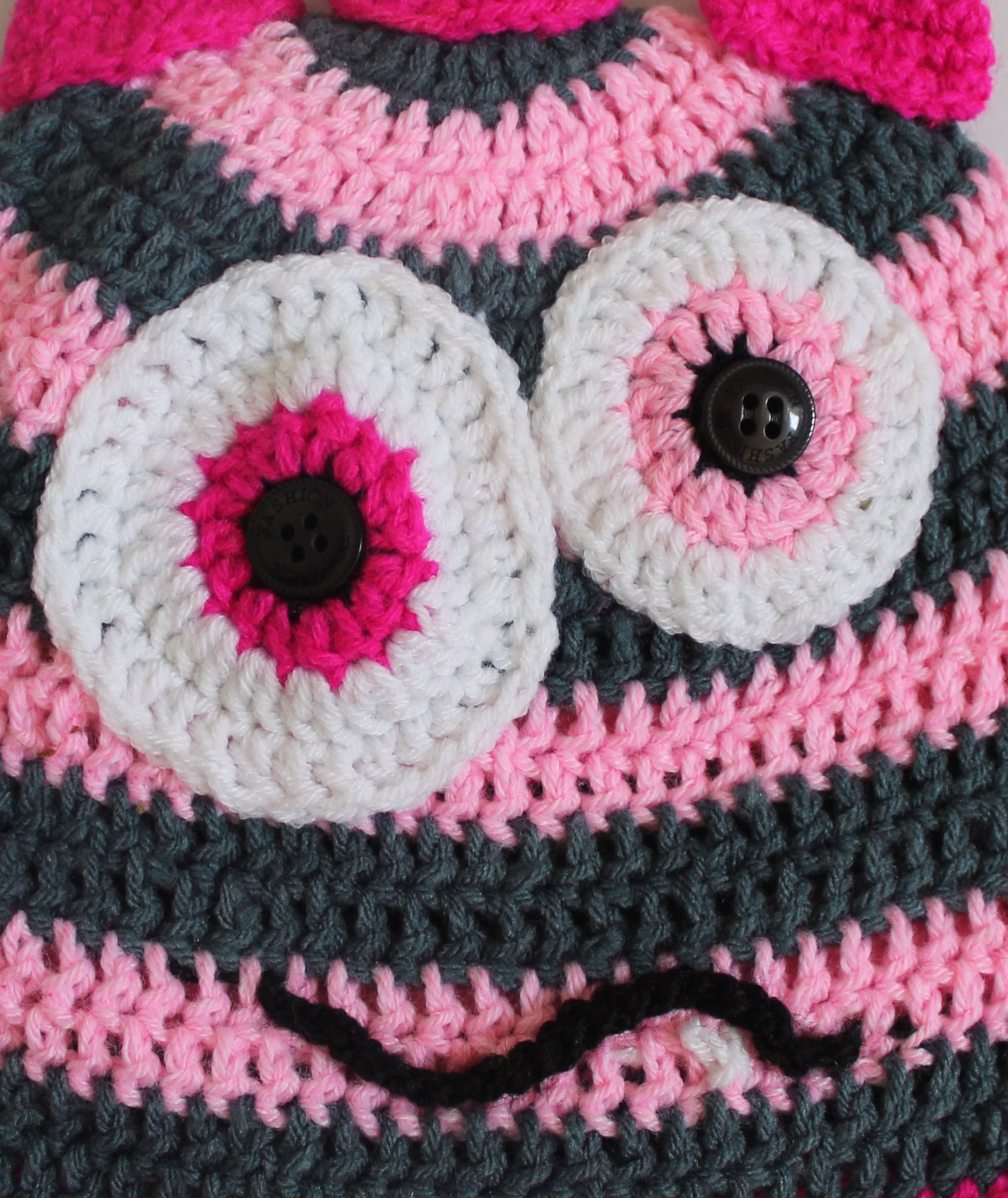 Woonie Handmade Striped Cap - Pink