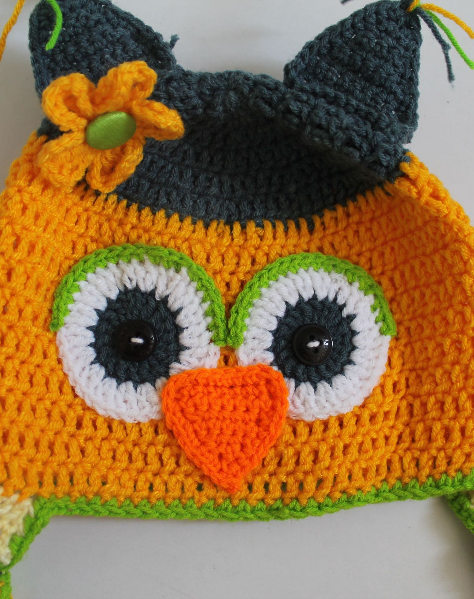 Woonie Handmade Owl Design Cap - Orange