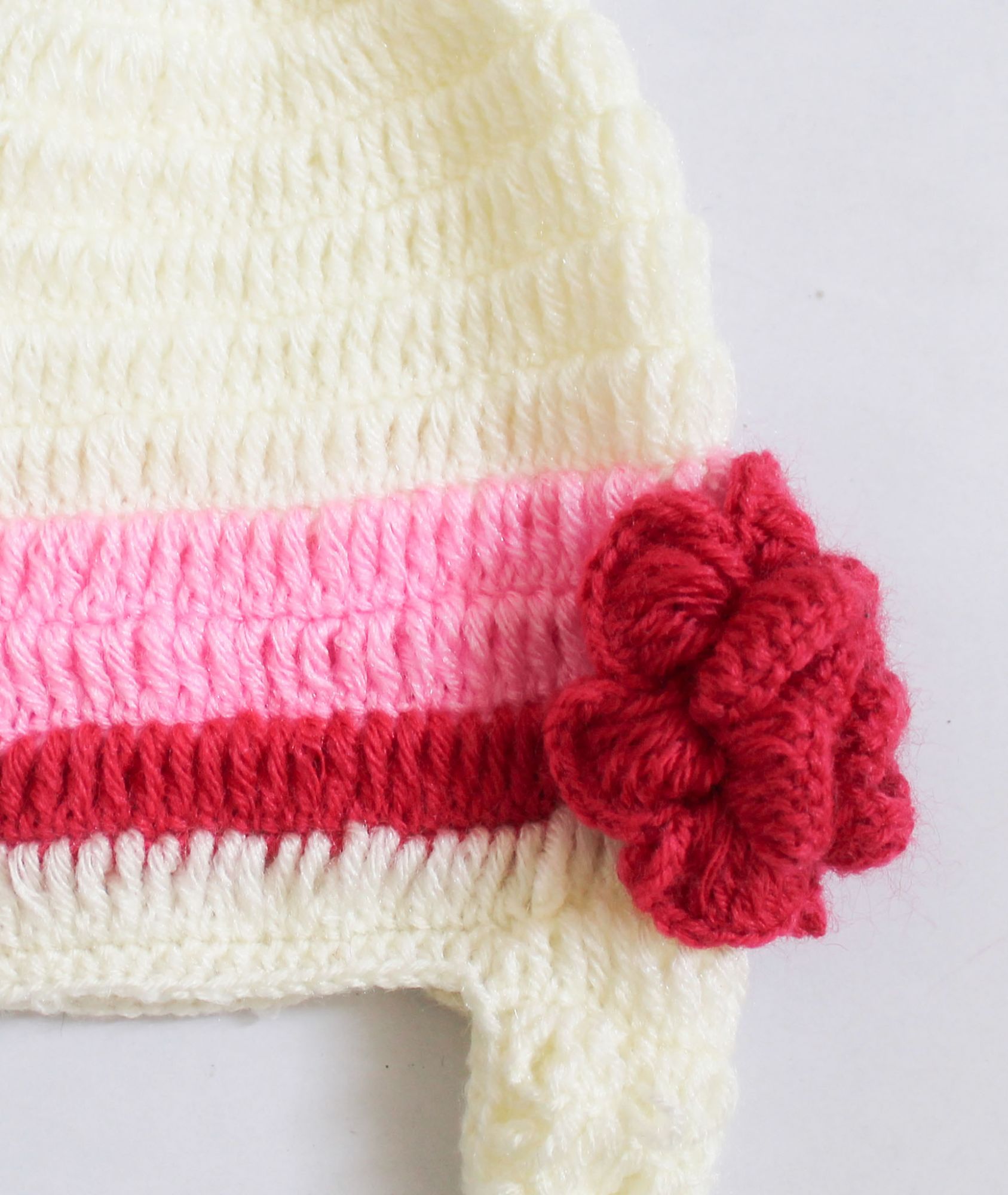 Woonie Floral Deign Handmade Cap - Pink