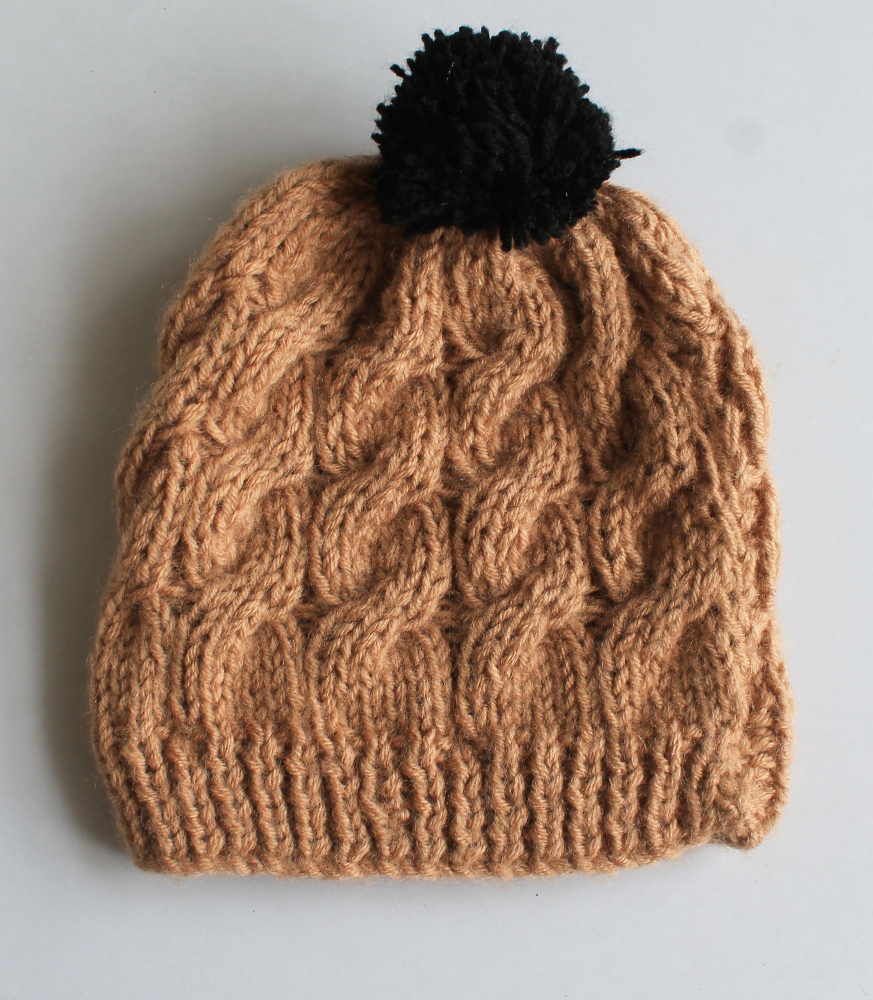 Woonie Handmade Pom Pom Detailing Cap - Brown