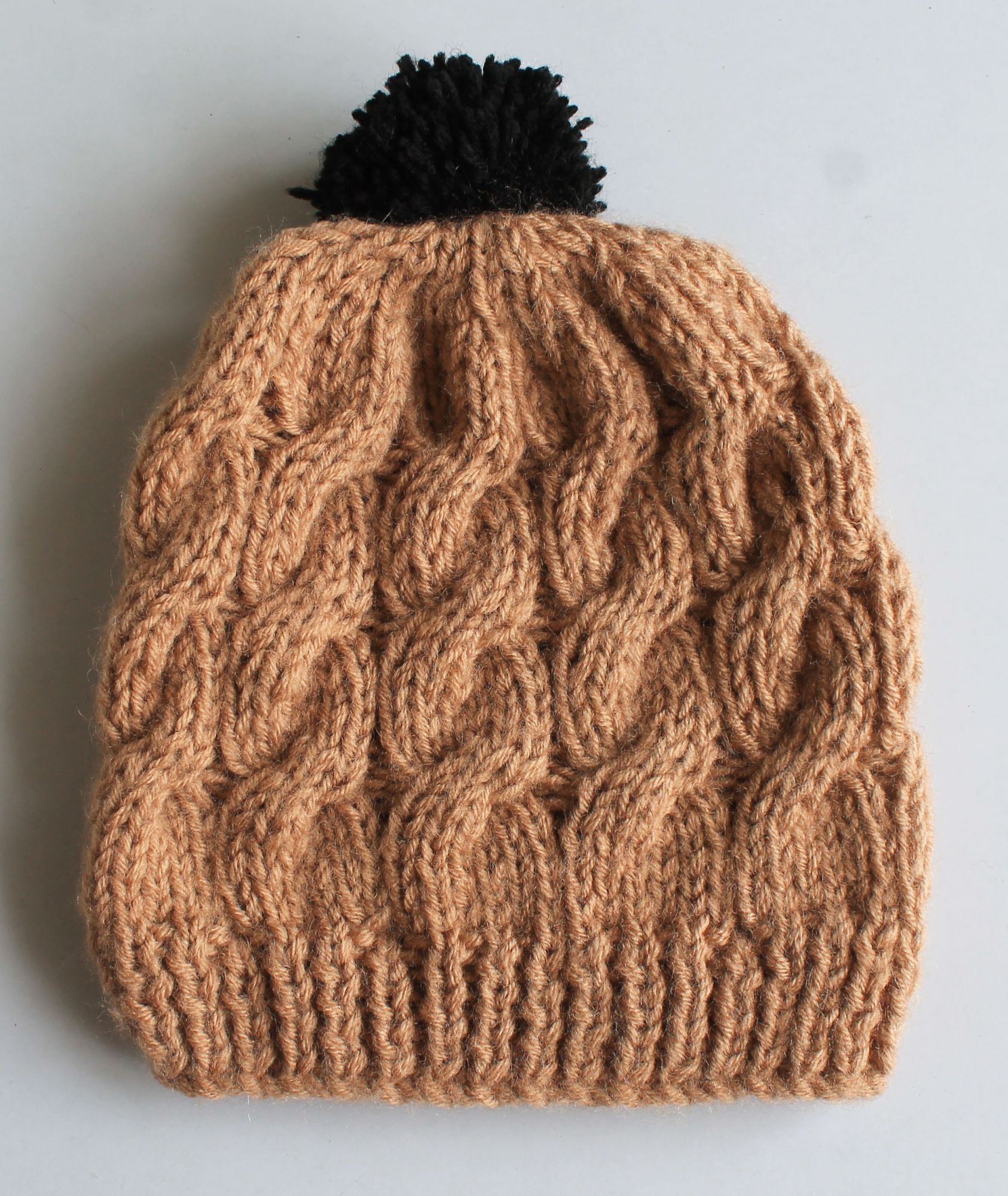 Woonie Handmade Pom Pom Detailing Cap - Brown