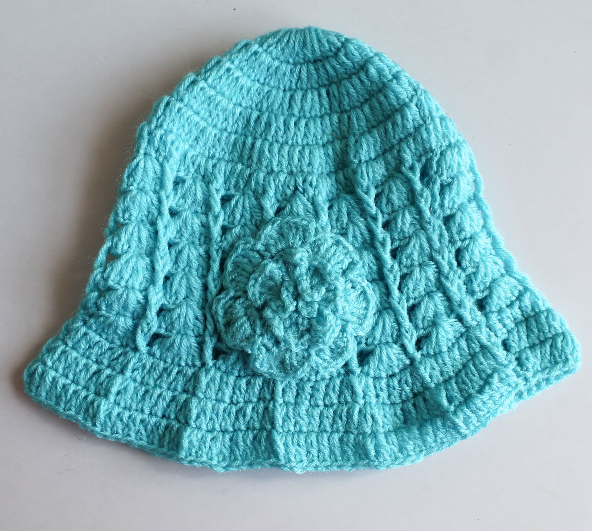 Woonie Handmade Floral Design Cap - Blue