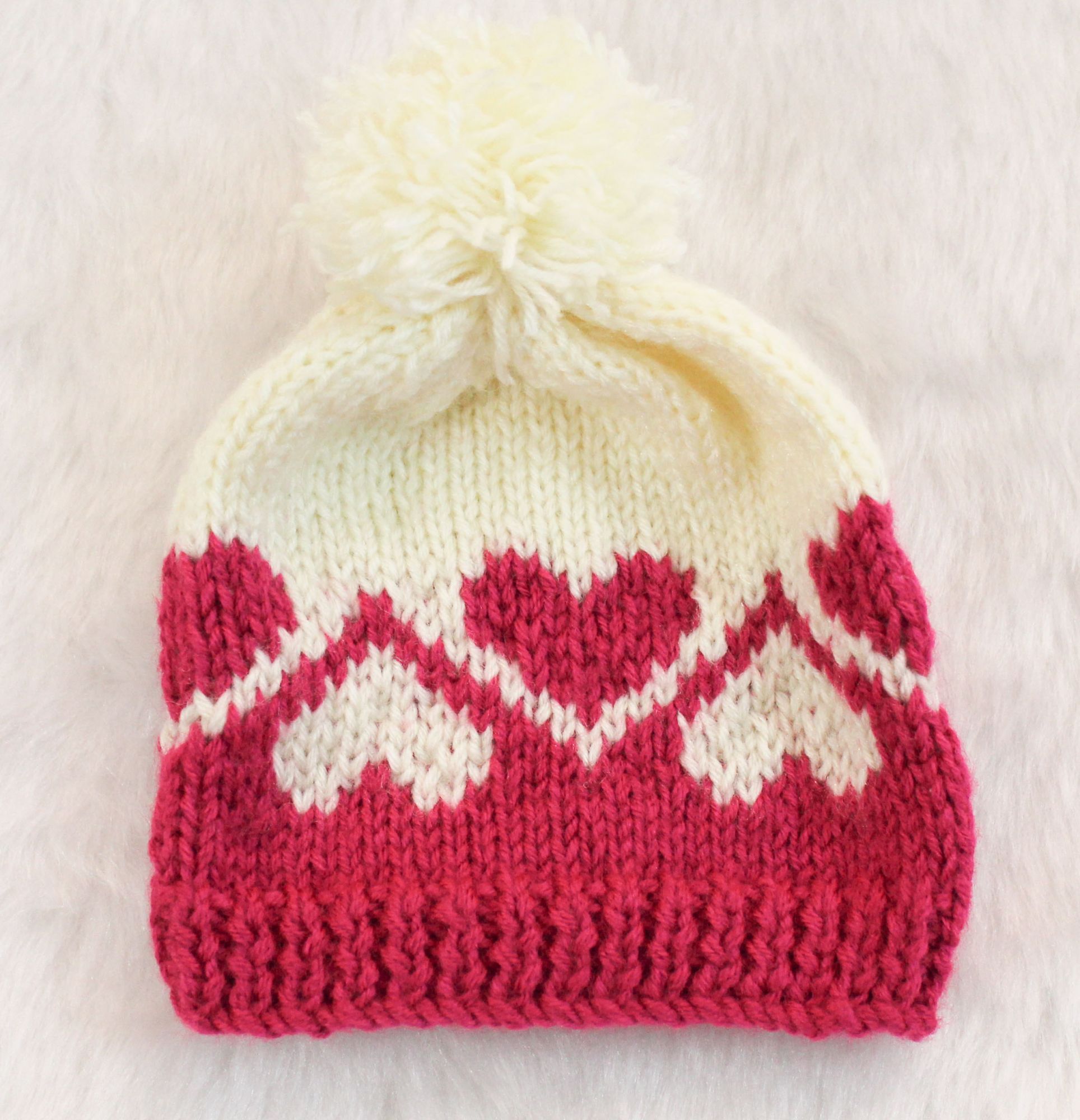 Woonie Handmade Heart Design Cap-Pink