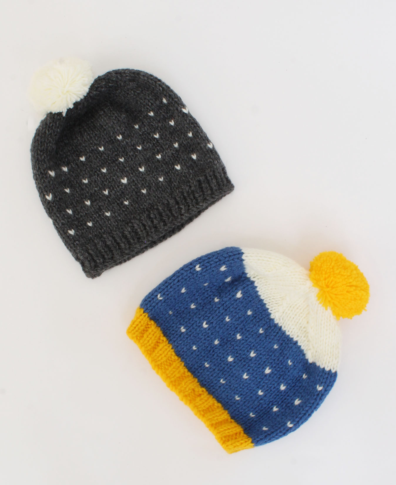 Handmade Knitted Embroidered Winterwear Caps Pack Of 2 - Grey & Blue