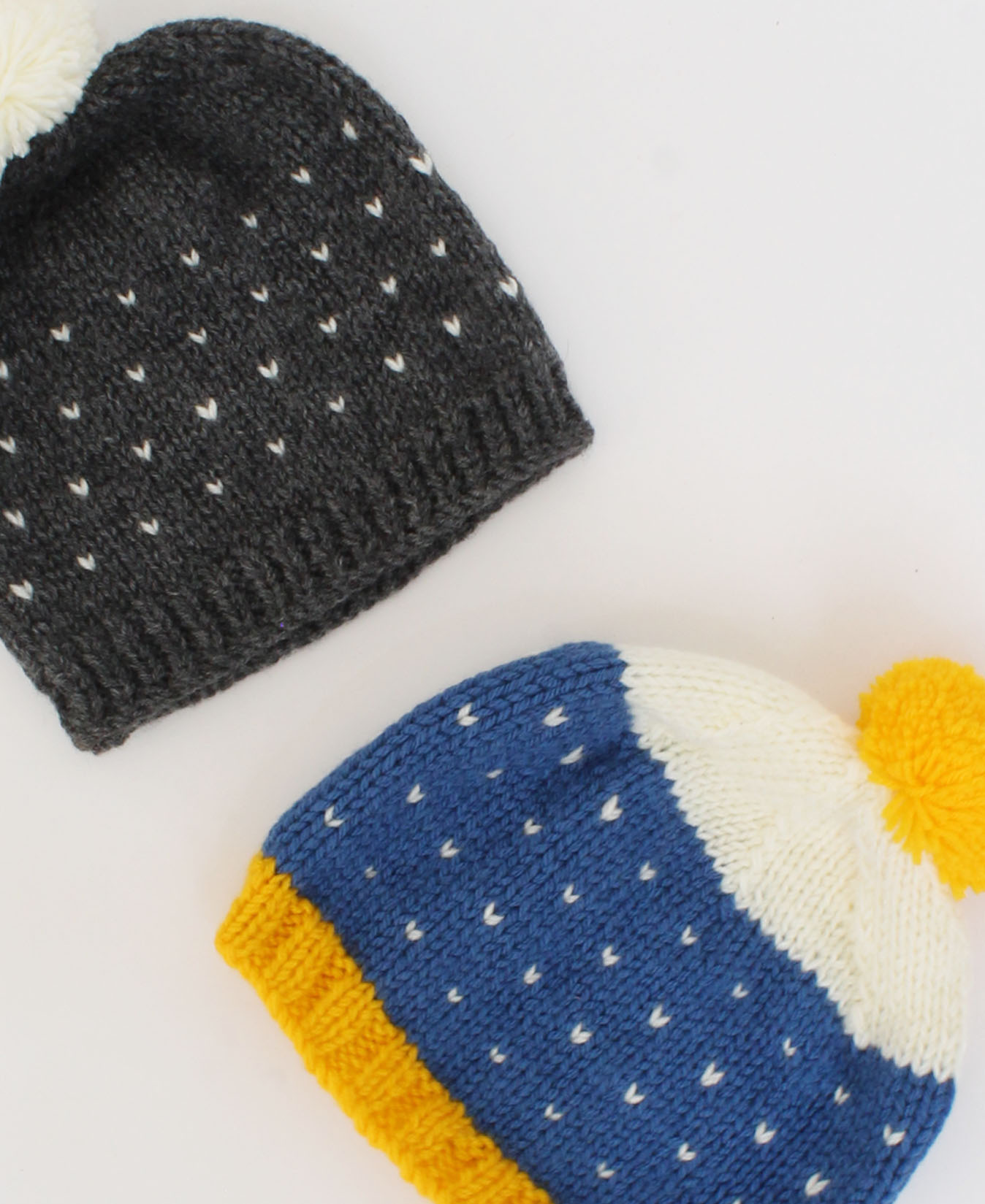 Handmade Knitted Embroidered Winterwear Caps Pack Of 2 - Grey & Blue