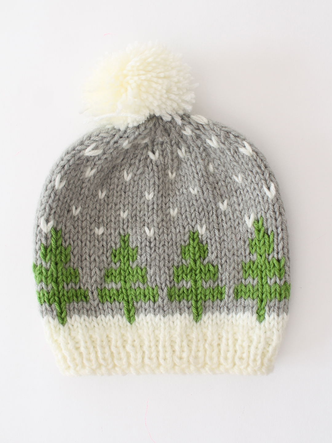 Woonie Handmade Intarsia Trees Cap - Grey