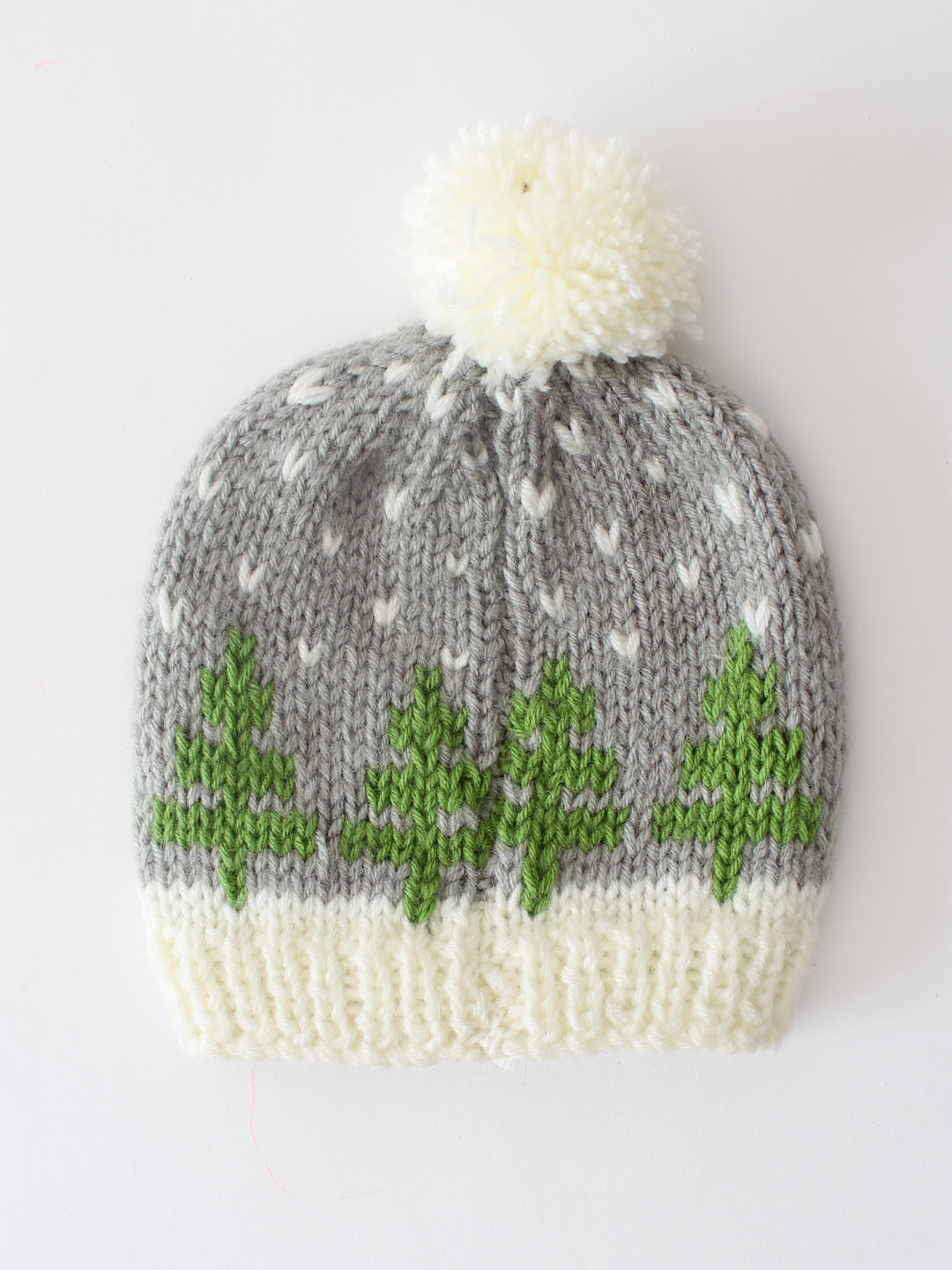 Woonie Handmade Intarsia Trees Cap - Grey