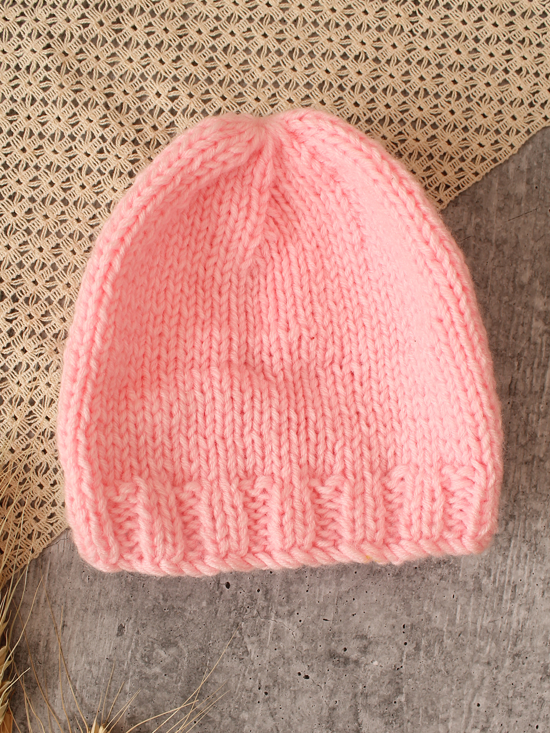 Woonie Handknitted Cable Knit Kids Cap - Pink