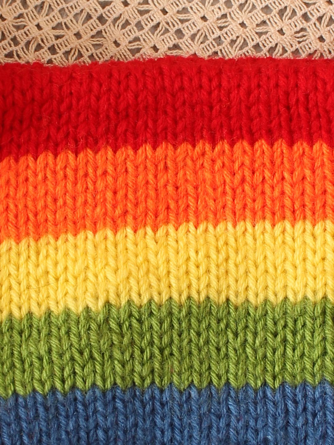 Woonie Handknitted Multicolored Striped Cap - Multi
